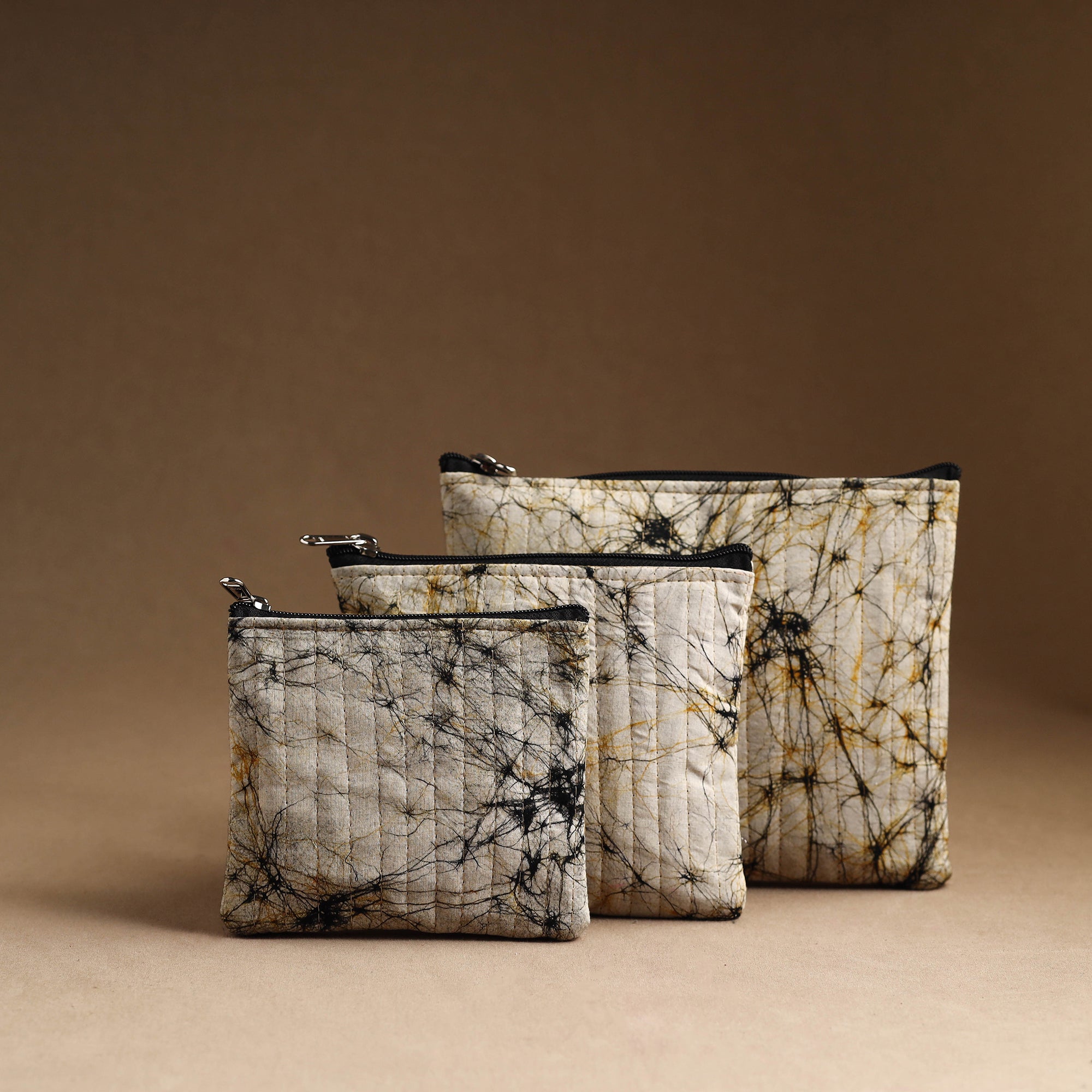 NOORI BAZAR Beige - Set of 3 - Handmade Cotton Utility Pouches 03