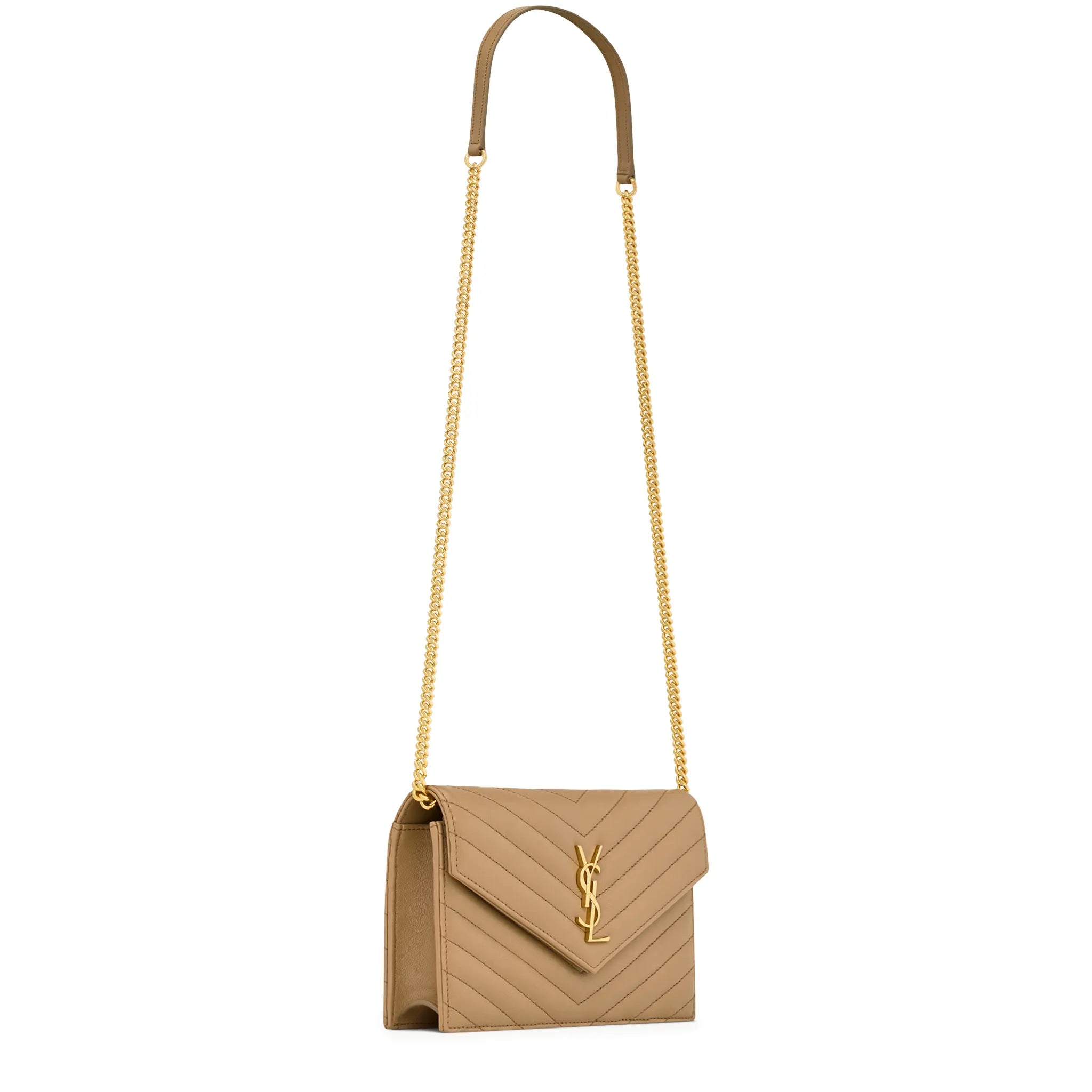 Saint Laurent Monogram Envelope Dark Beige Crossbody Bag - view 3
