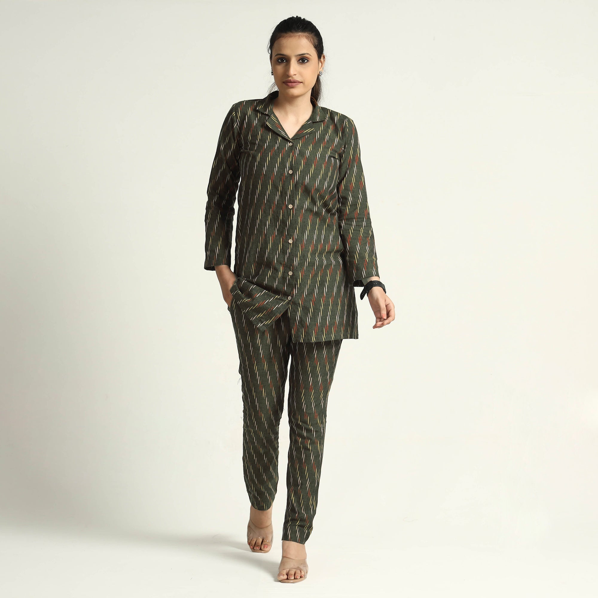 ITOKRI CASUALS Brown - Pochampally Ikat Cotton Co-Ord Set - view 2