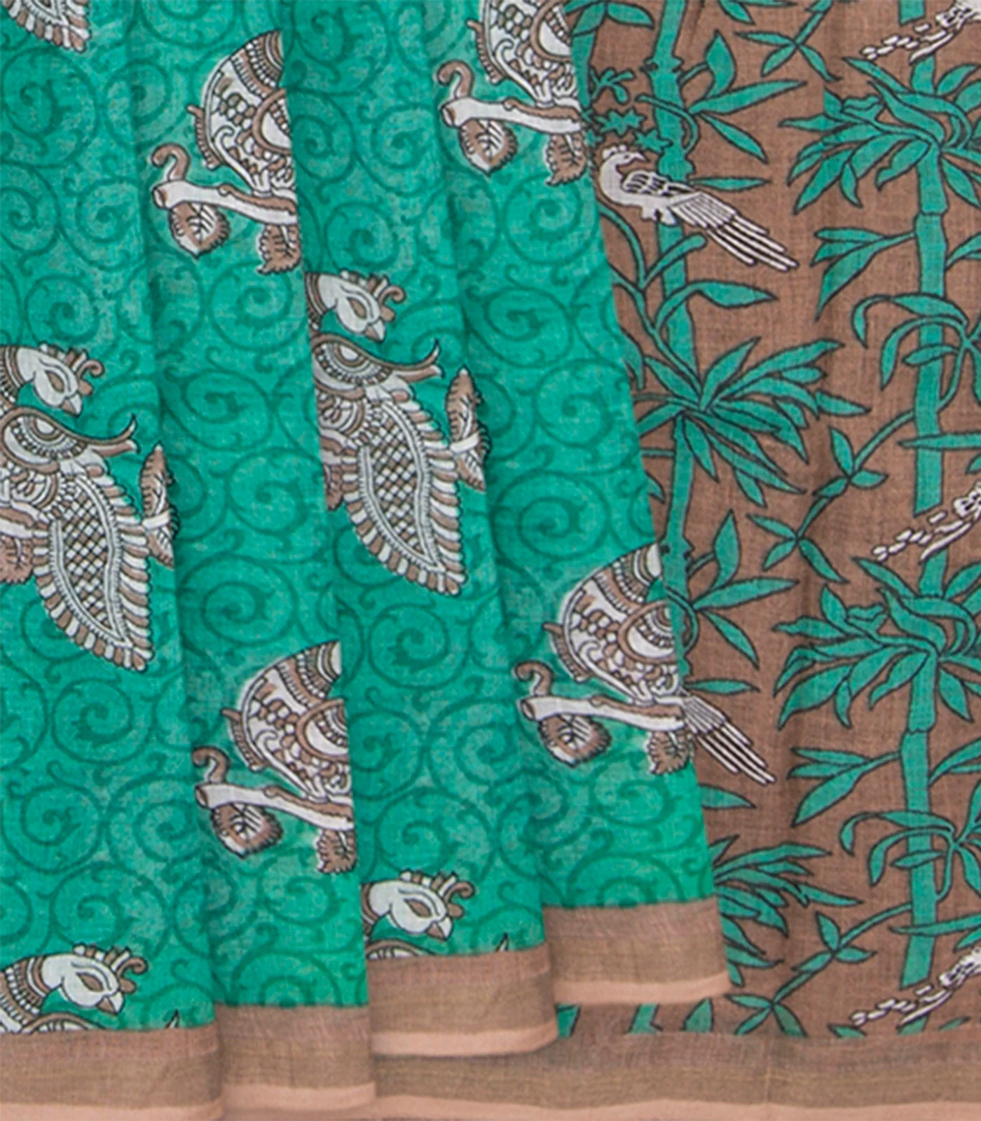 RmKV Teal Handwoven Cotton Linen Saree – Women's