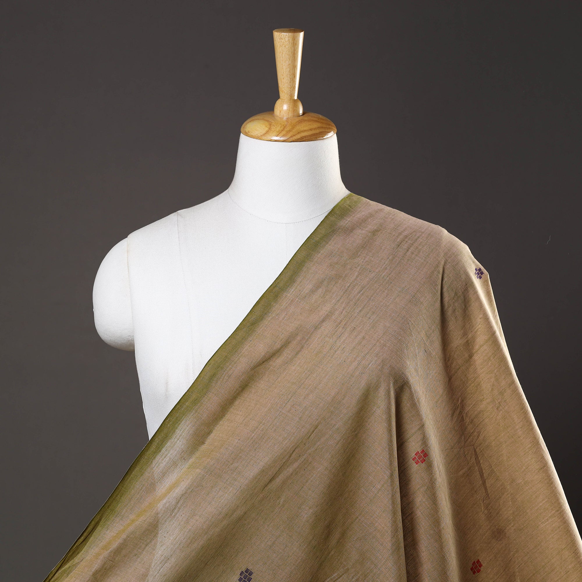 ARTISAN DIRECT BY CREATIVE DIGNITY Brown - Mangalagiri Handloom Cotton Thread Buti Fabric