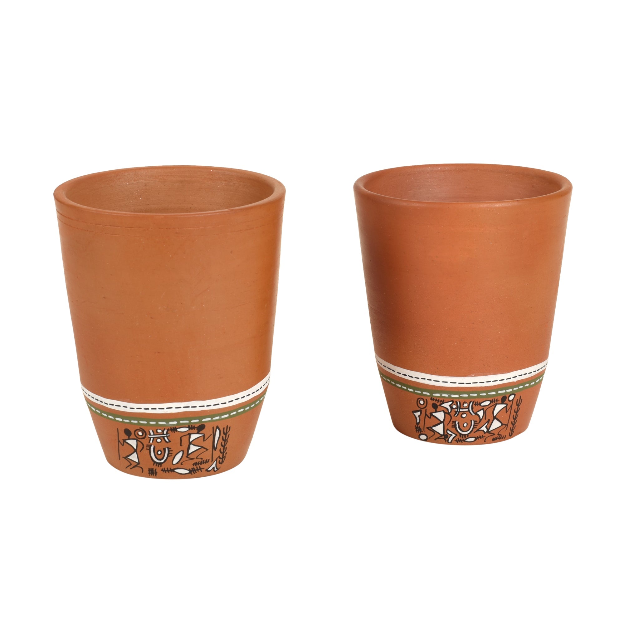 ART CREATIONS BY SUMAN SONTHALIA Brown - Knosh-3 Earthen Mugs with Tribal Motifs (Set of 2) - view 3