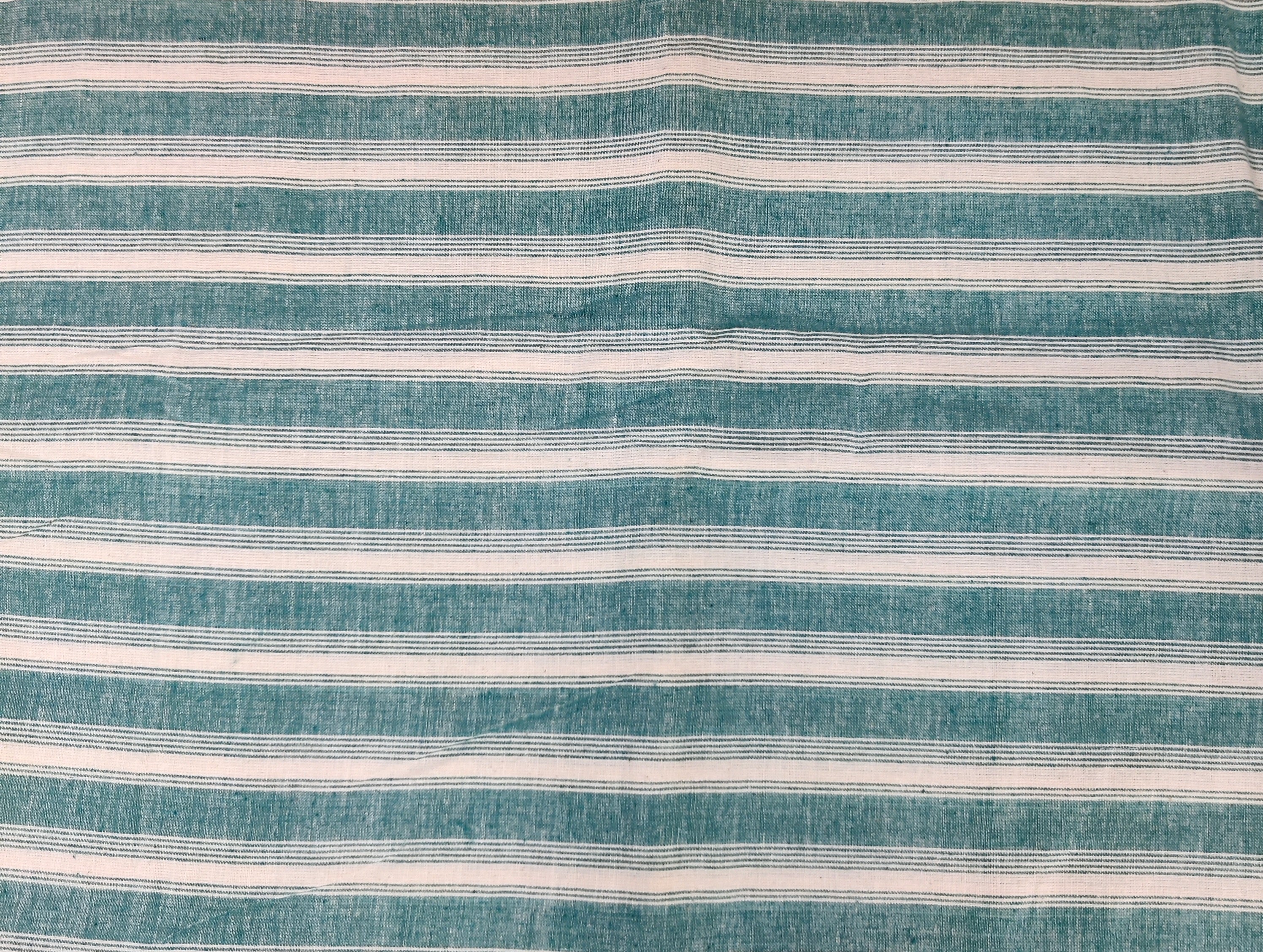 IndianVillèz Off White with Turquoise Stripes Kotpad Handloom Fabric - view 3