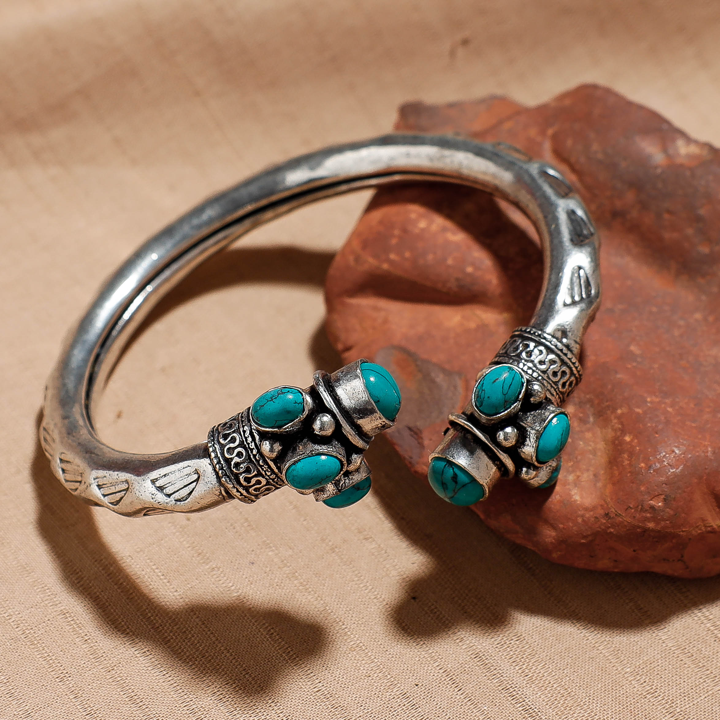 WHITE RIVER STORIES Antique Finish Oxidised German Silver Kada / Bracelet - view 2