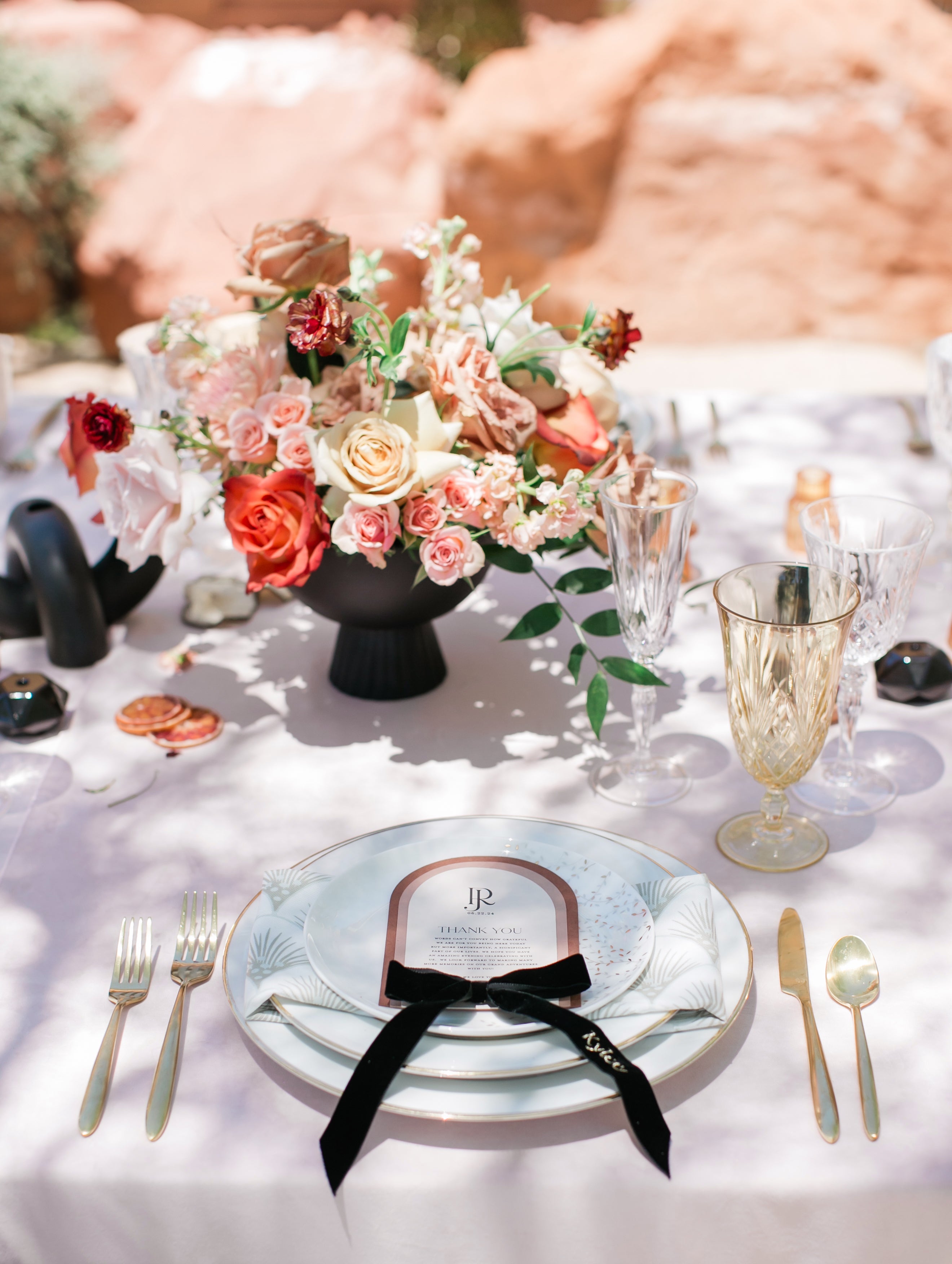 fiftyflowers.com Chic Peach and Toffee Sedona Styled Wedding - view 8