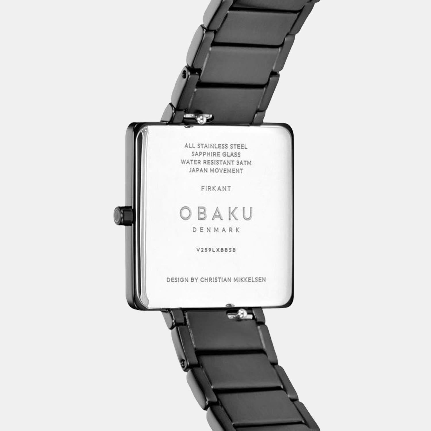 Obaku Firkant Cider Women Quartz Black Dial Analog Stainless Steel Watch V259LXBBSB - view 2