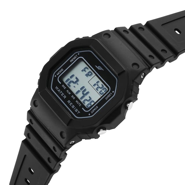 Sonata Hexa Black Digital Dial Polyurethane Strap - view 2