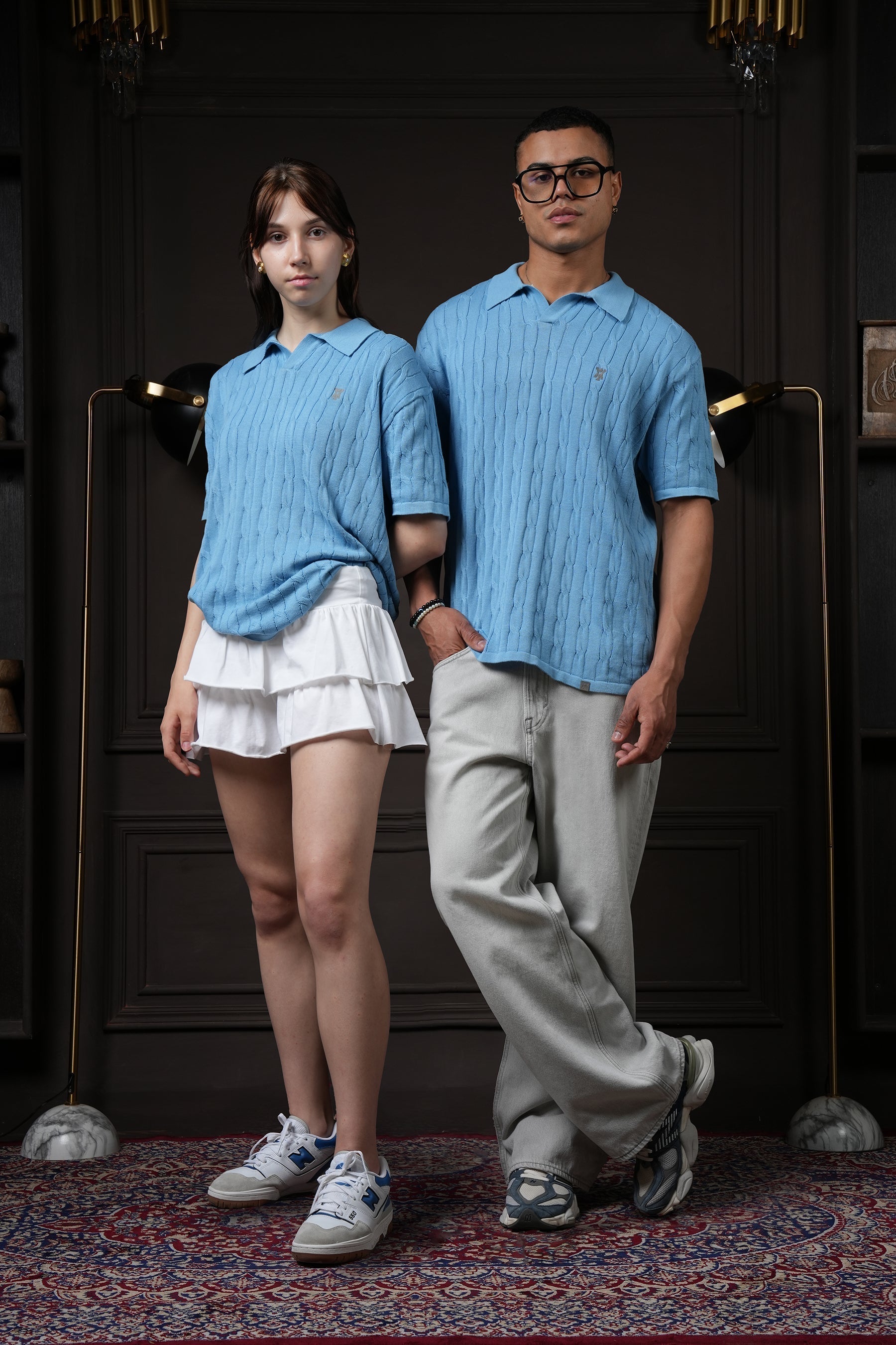 Y*all Pristine Cable Knit Polo - Cornflower Blue - view 7