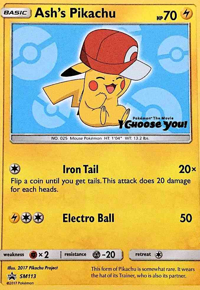 Promo smp-sm113 non-holo – Pokémon Ash's Pikachu - SM113 - Promo [smp-SM113] [Non-Holo]