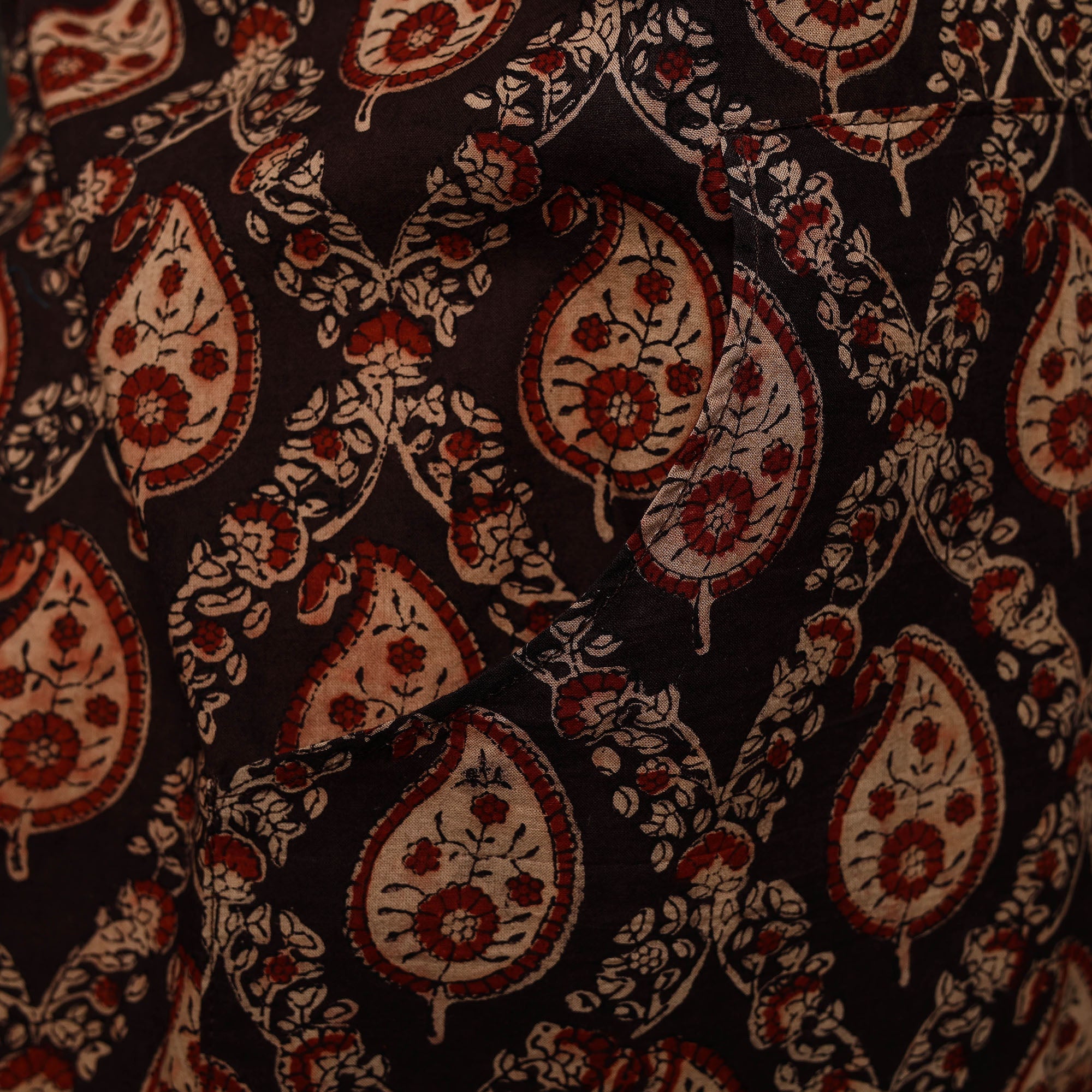 JALPARI Brown - Kalamkari Block Print Cotton Apron with Pocket 32 - view 4