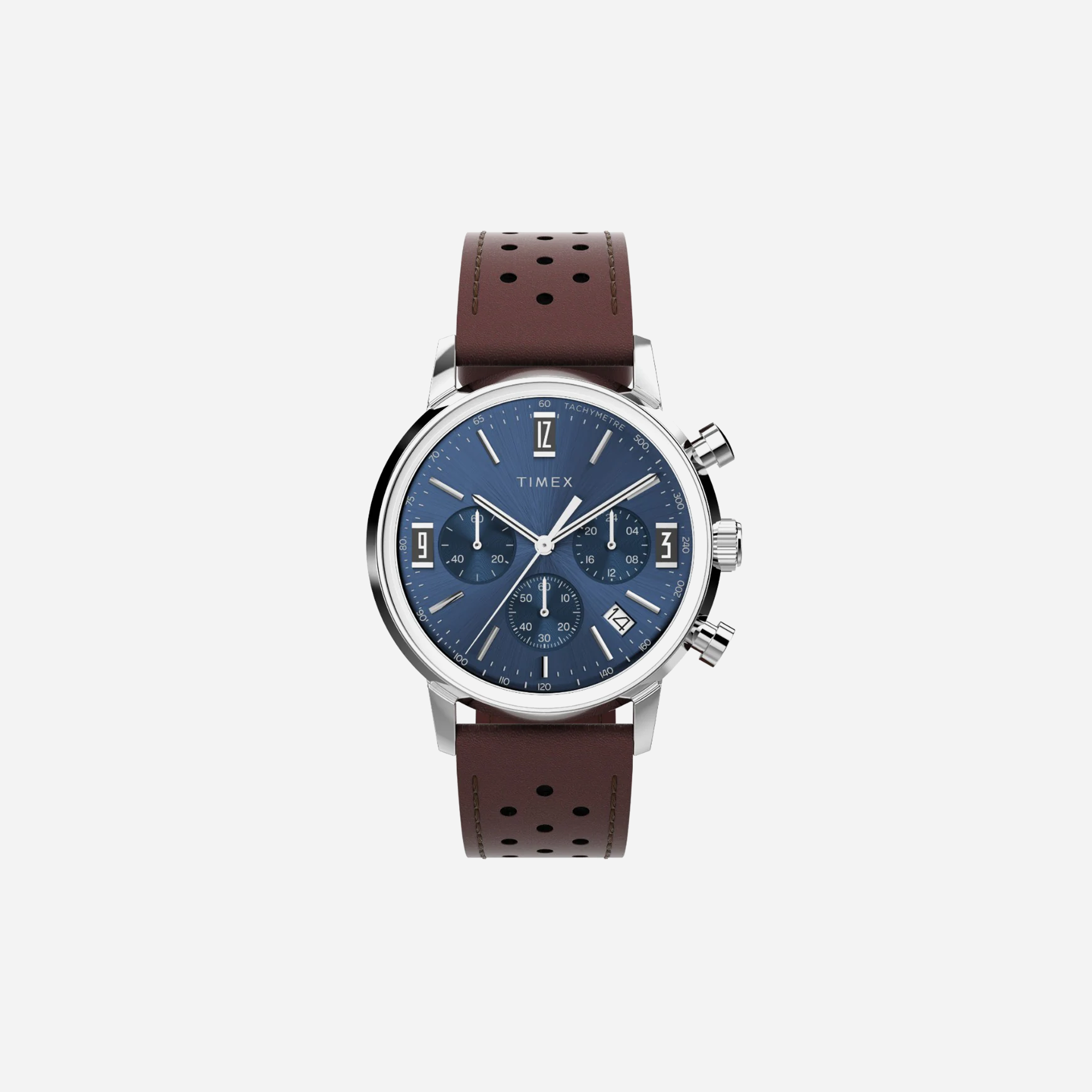 Brown blue watch – Timex Marlin Chronograph Tachymeter 40mm Leather Strap Brown / Blue Watch