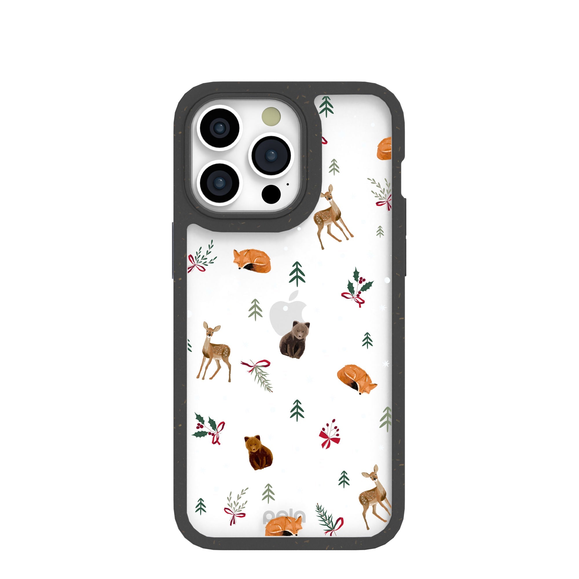 BlackTree Clear Winter Woodland iPhone 15 Pro Max Case With Black Ridge