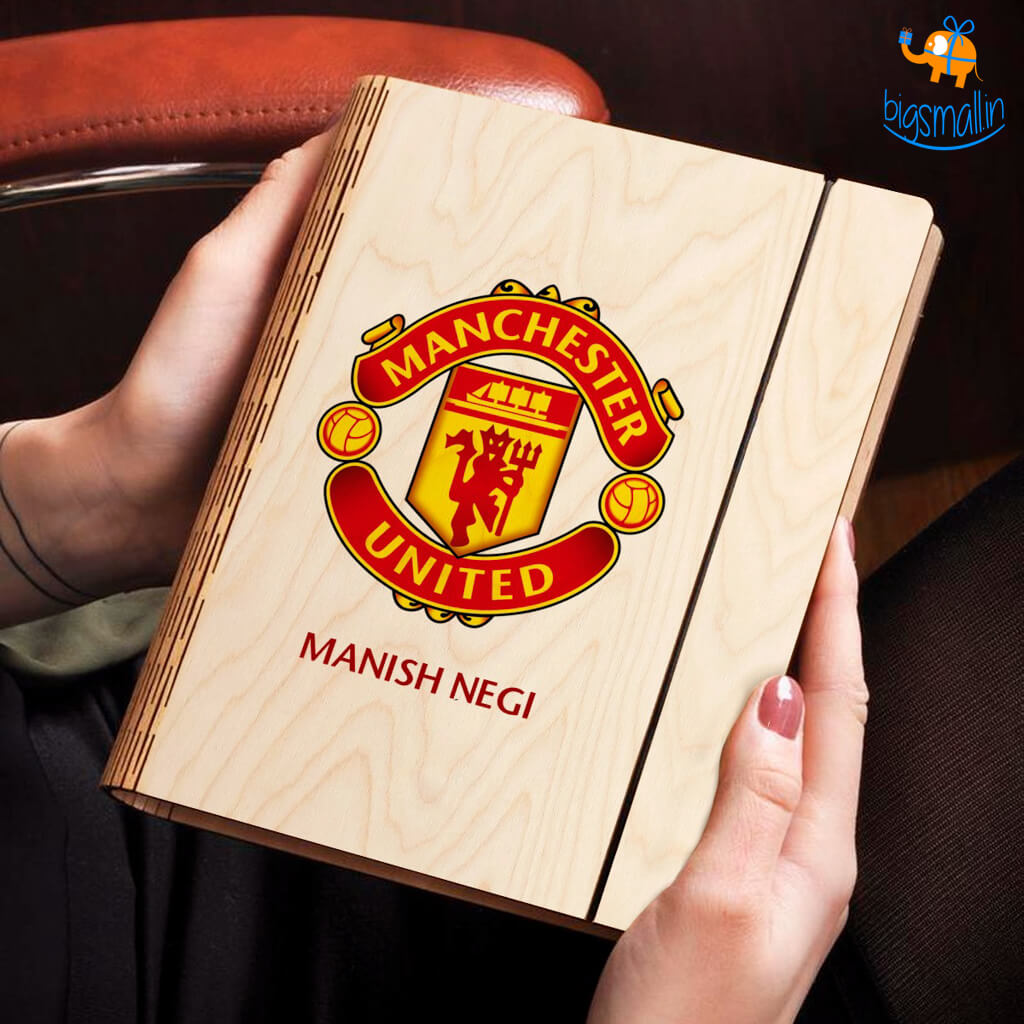 Chitra Chaya Personalized Manchester United Wooden Binder Diary | COD Not Available - view 2