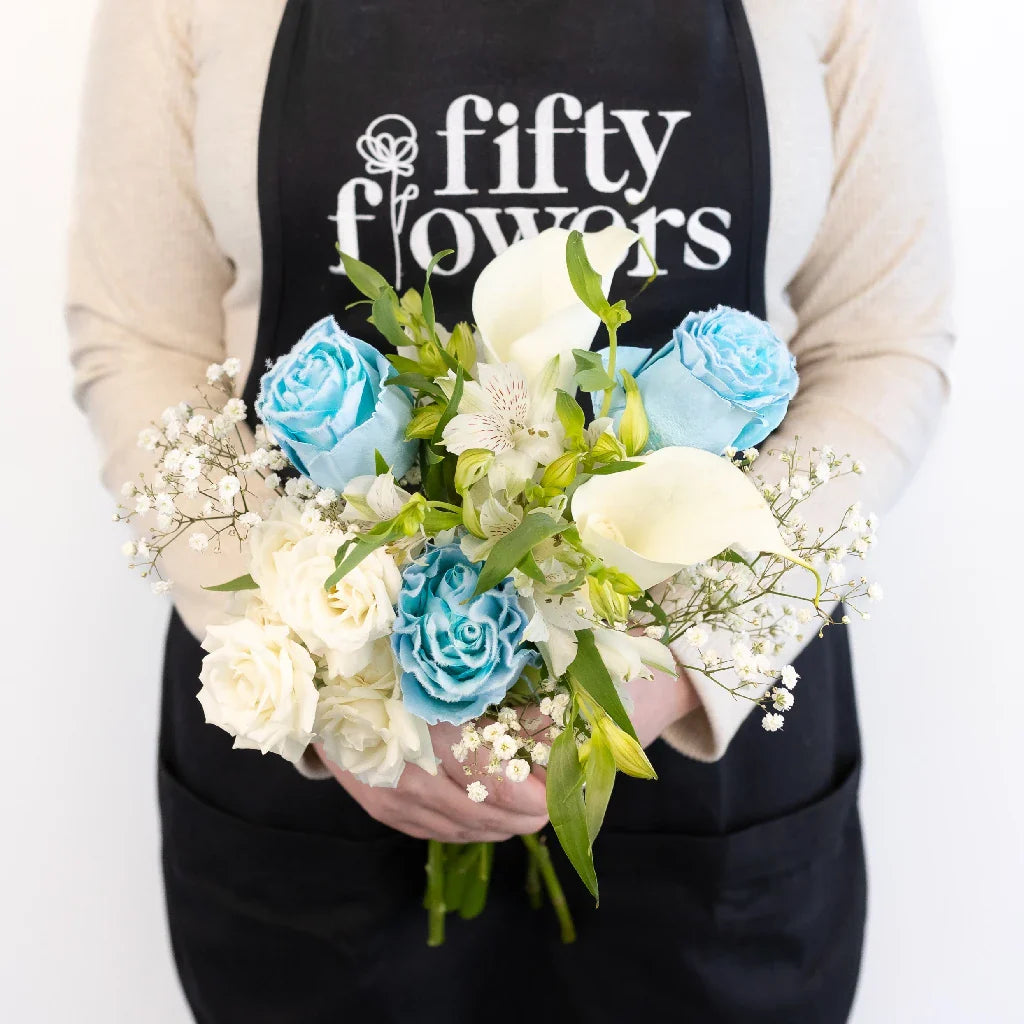 FiftyFlowers Blue Fuzzy Rose Bouquet Bar Kit - view 4
