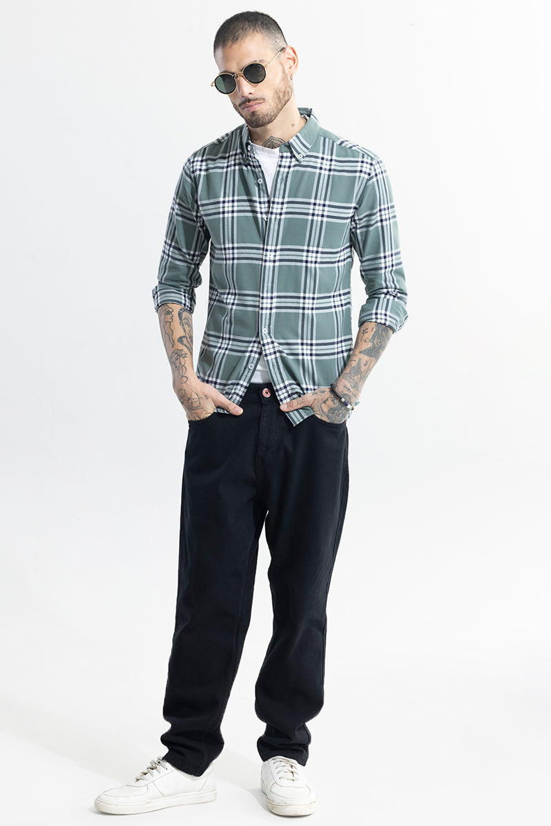SNITCH Boldsquare Sage Green Checks Shirt