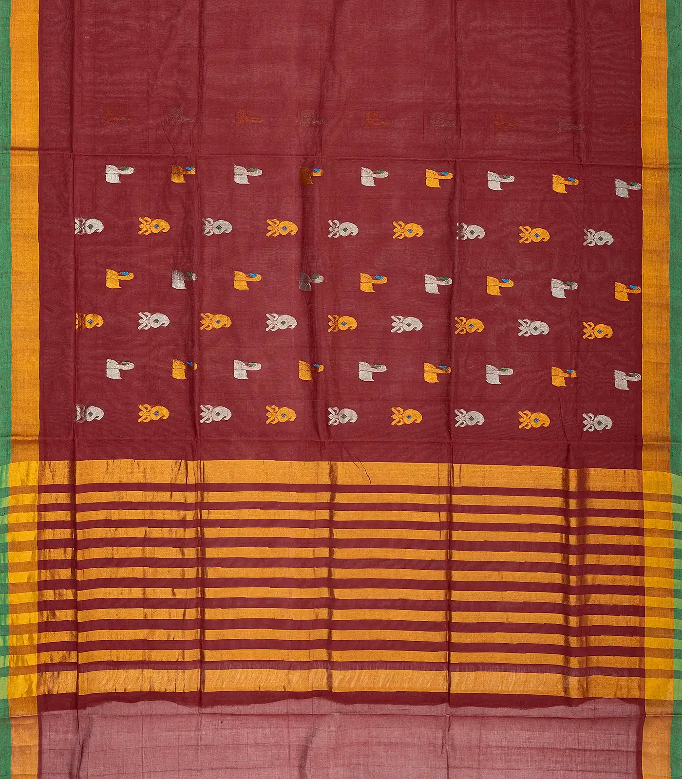 RmKV Maroon Handloom Venkatagiri Cotton Saree With Annam & Mango Buttas - view 2