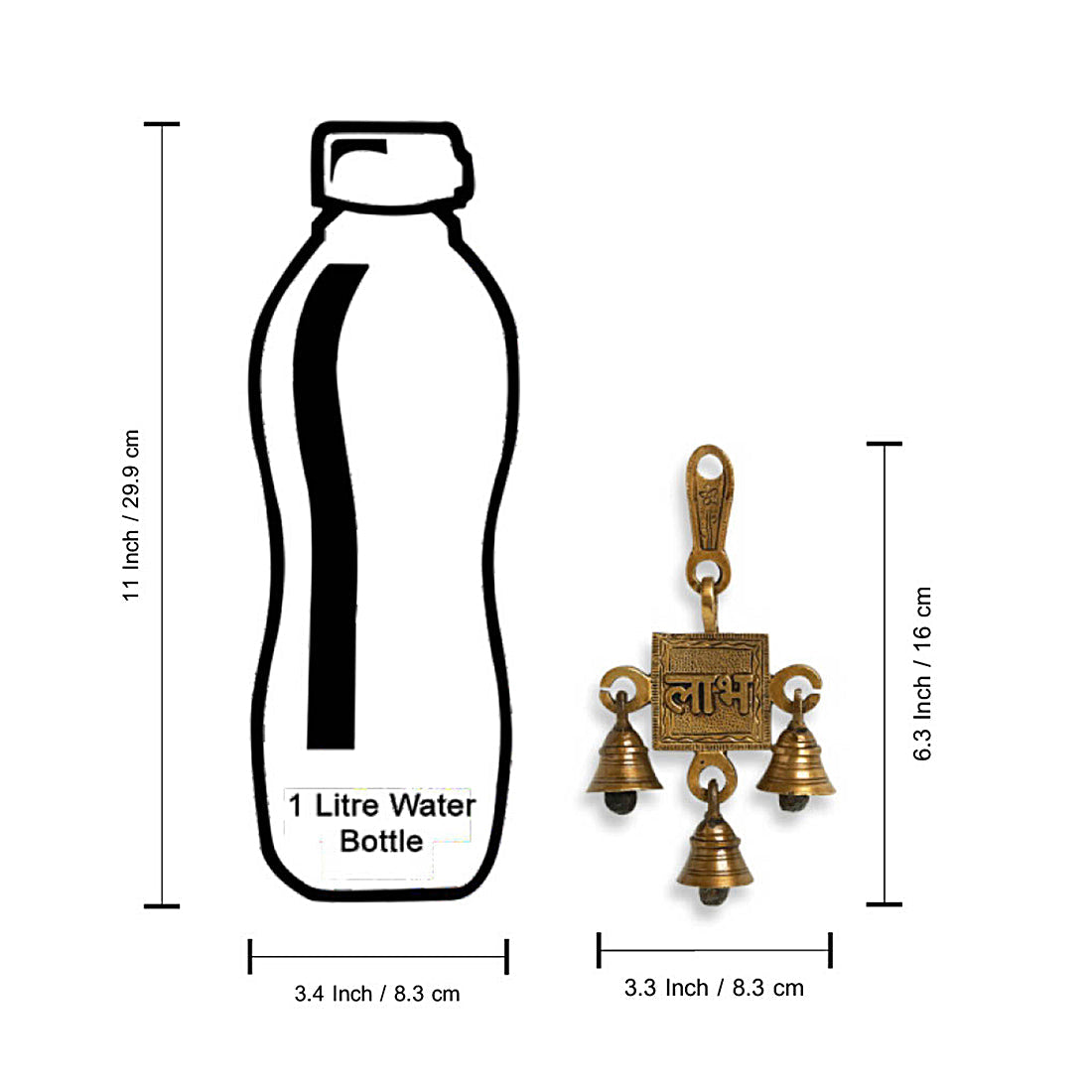 EXCLUSIVELANE 'Shubh Labh Pair' Hand-Etched Wall Décor Hanging Set In Brass - view 6