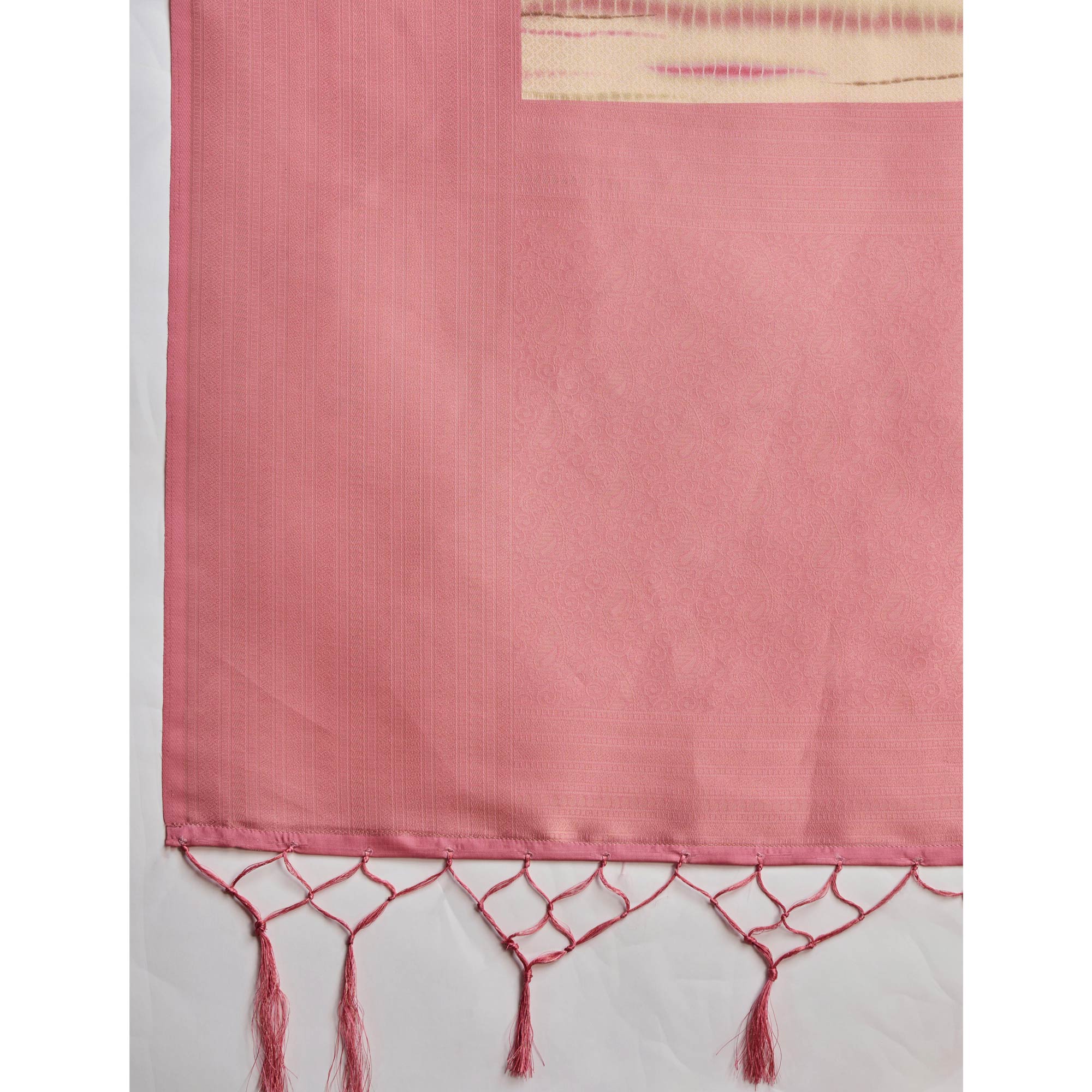 Peachmode Gajari Pink Woven With Digital Printed Banarasi Silk Saree - view 9