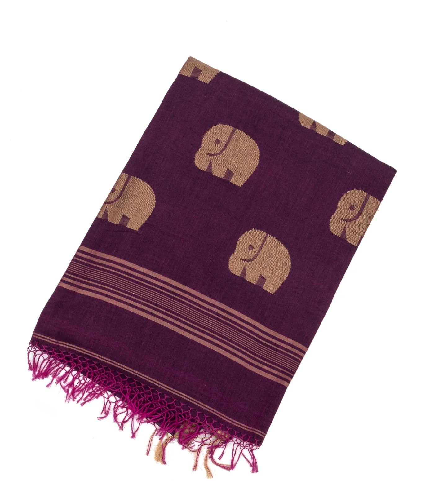 RmKV Magenta Handloom Bengal Cotton Saree With Horse Blouse