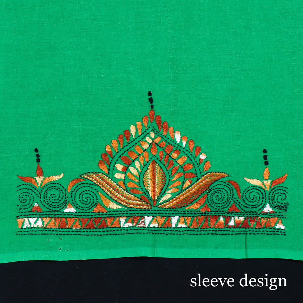 RUISA Bengal Heavy Kantha Embroidery Work Pure Cotton Blouse Piece - view 3