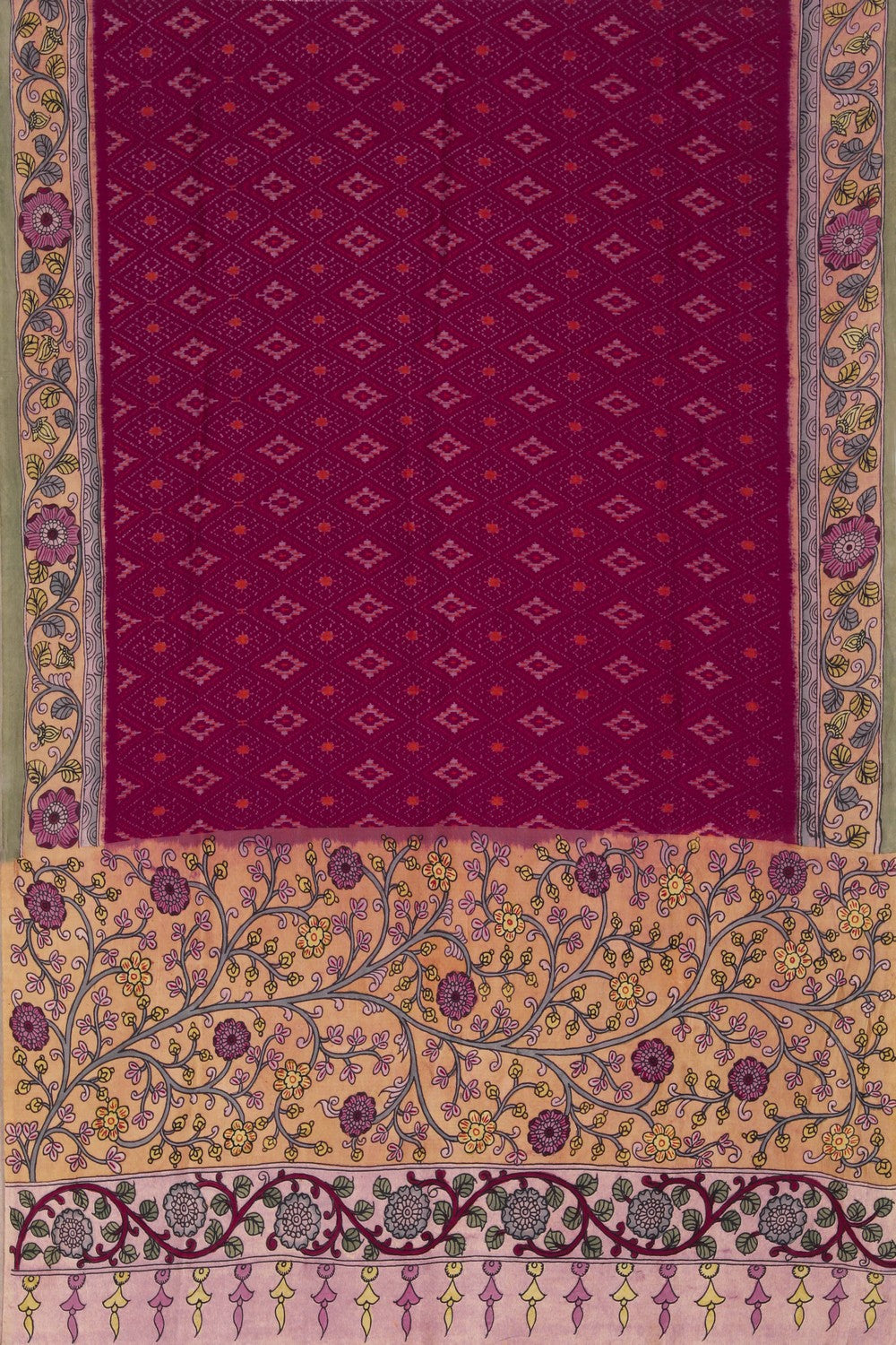 Kalanjali Kalamkari Painted Dark Pink Saree – Women's - view 3