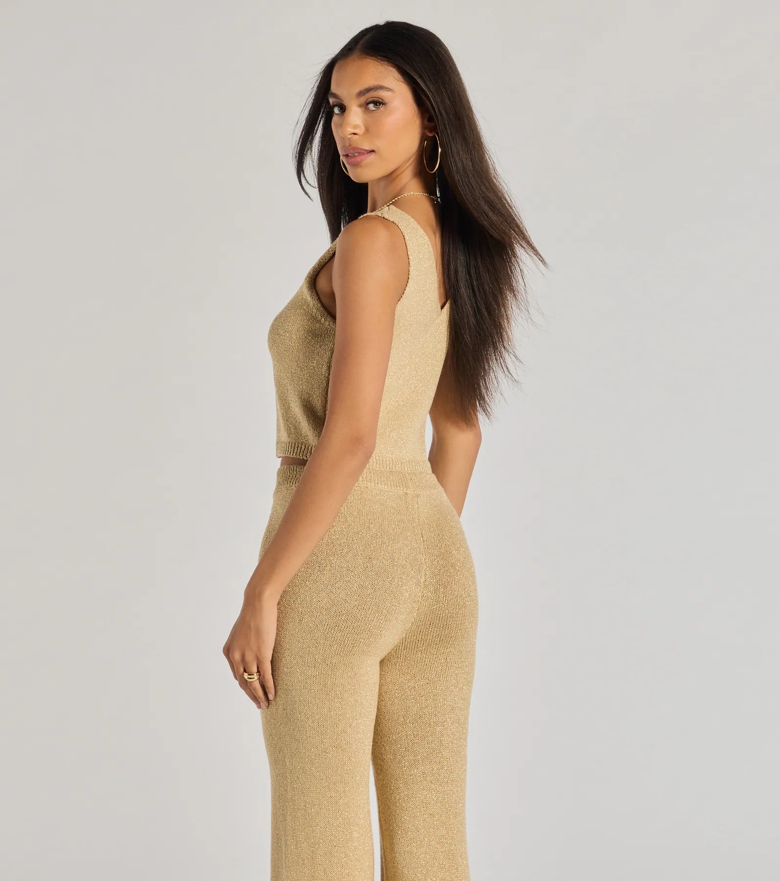 Windsor Glow Up Button-Front Cropped Vest – GOLD - view 2
