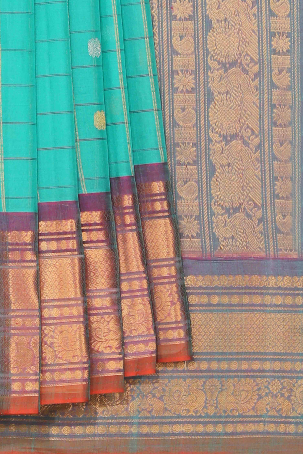 Kalanjali Gadwal Cotton Silk Sea-Green Saree – Women's
