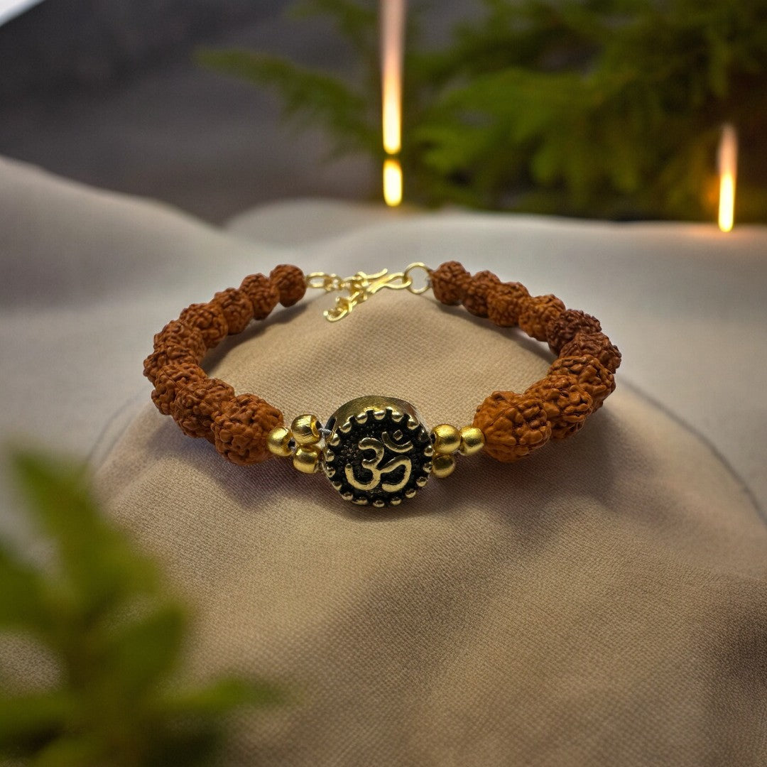 Soultheory Gold Plated Om Rudraksha Bracelet