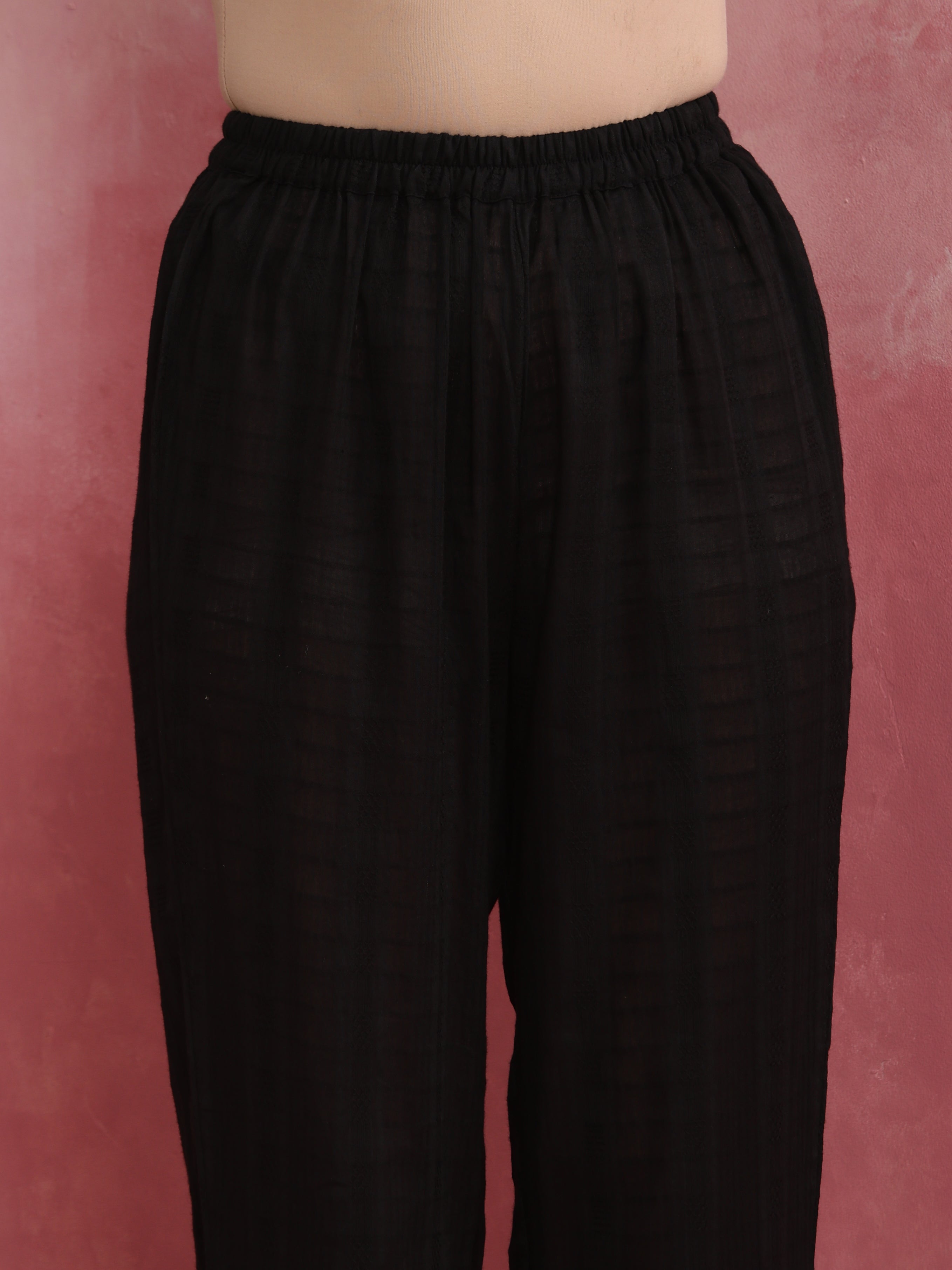 trueBrowns Black Cotton Dobby Kurta Co-ord set - view 8