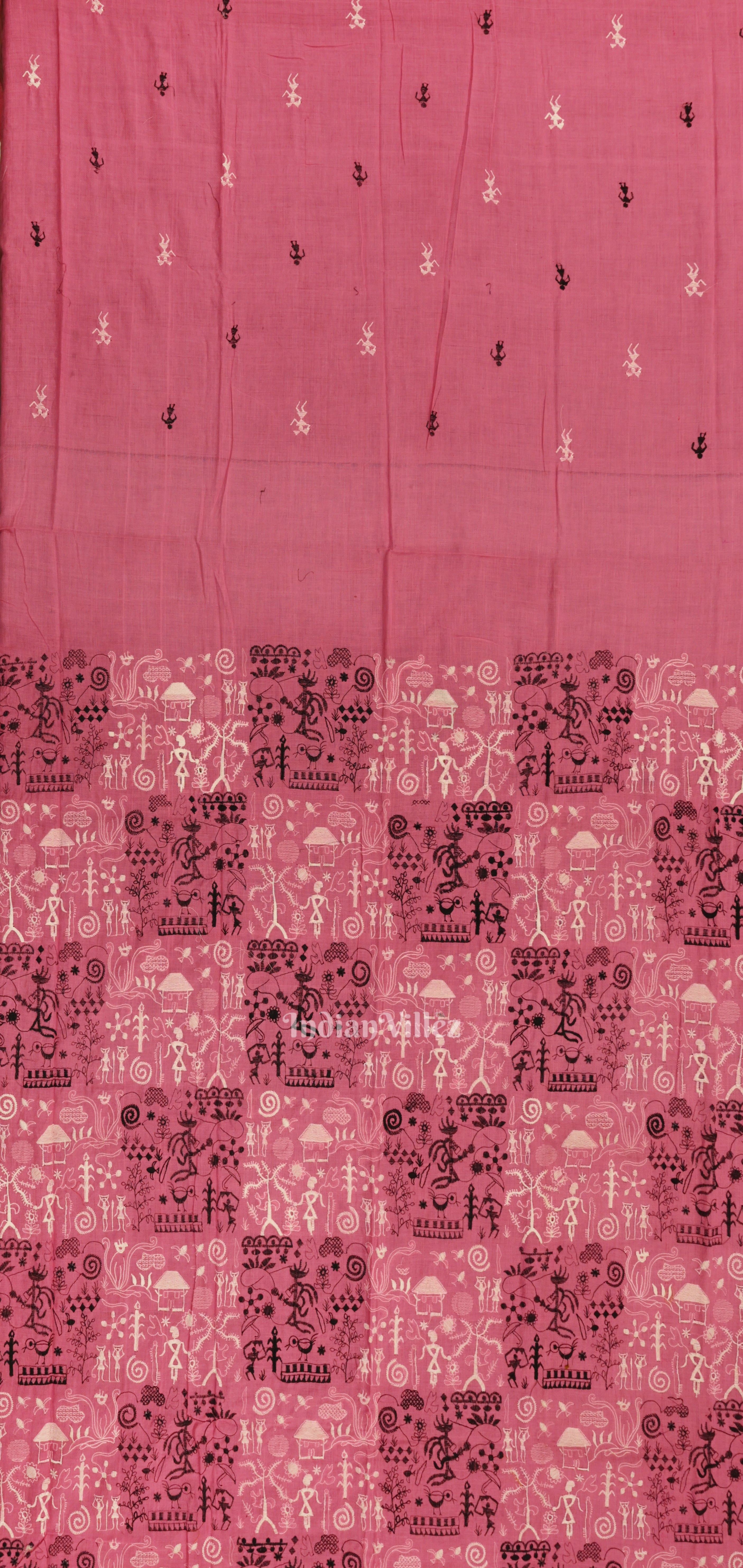 IndianVillèz Pink Black Tribal Design Sambalpuri Dress Material & Dupatta - view 2