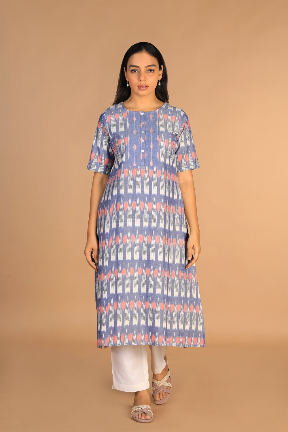 Kalanjali Ethnics Handwoven cotton pochampally Ikat kurti - view 3