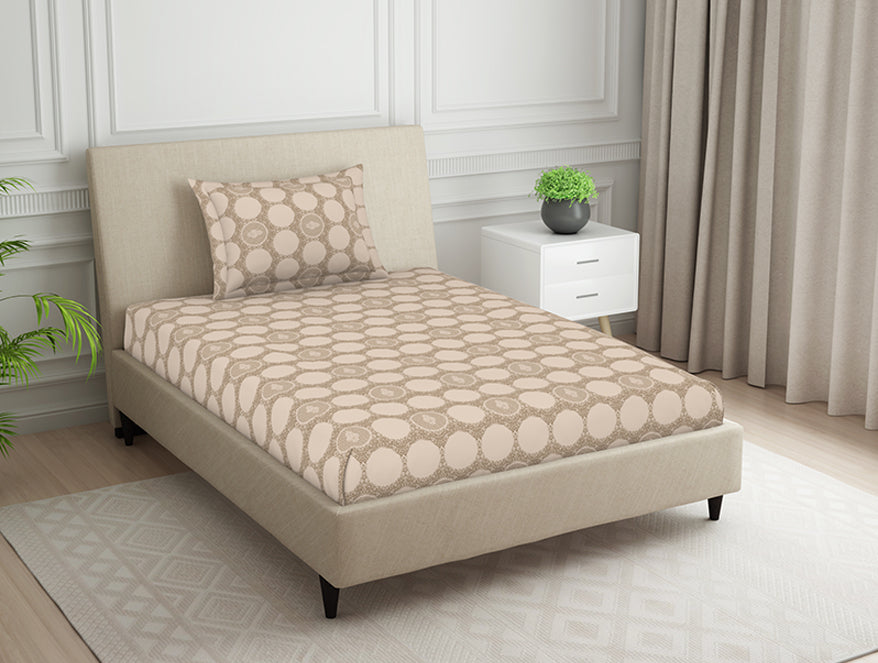 Spaces India Ornate Beige Polycotton Bedsheets Single Harmony - By Welspun - view 2