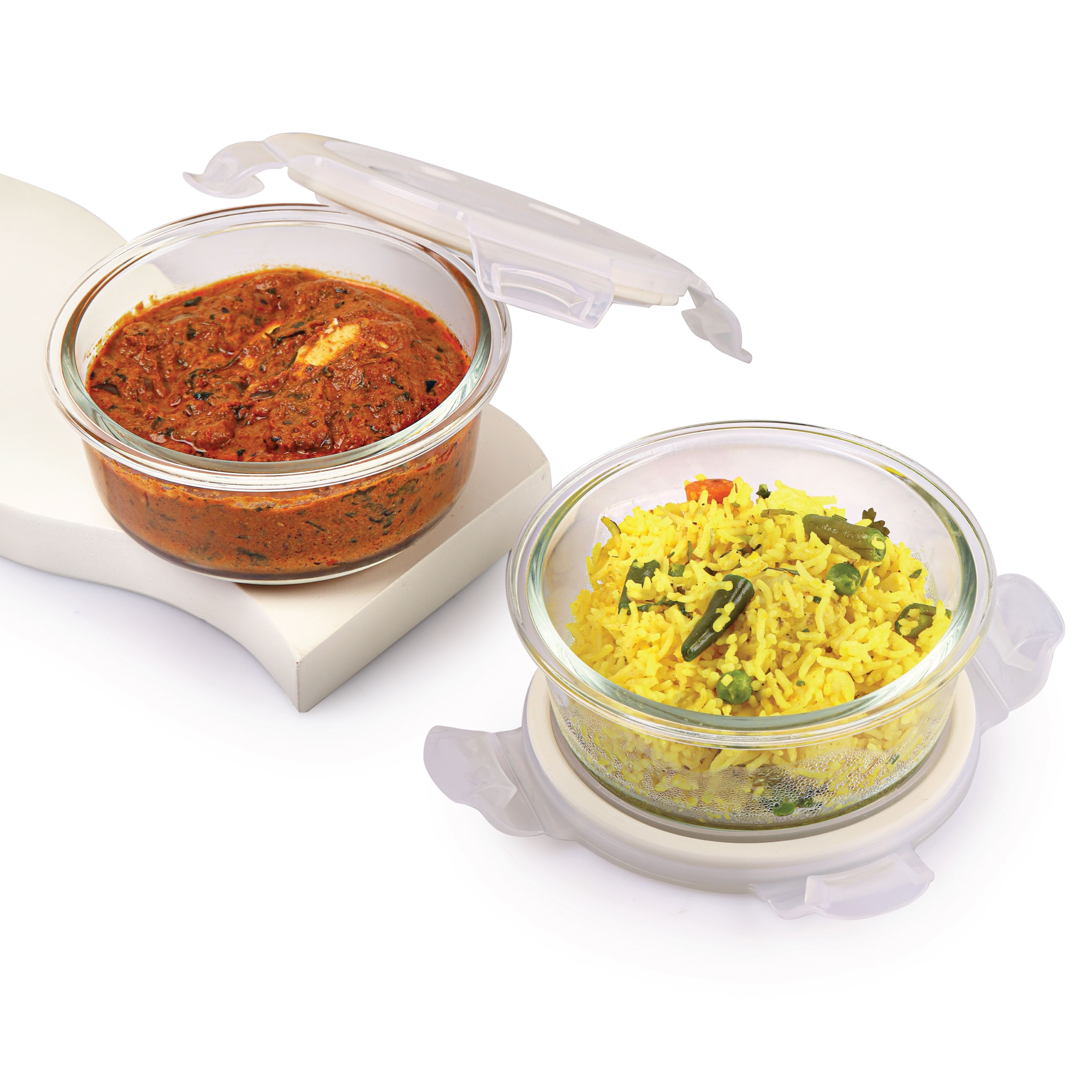 Cello Camellia Borosilicate Glass Round containers, Set of 2 - view 2