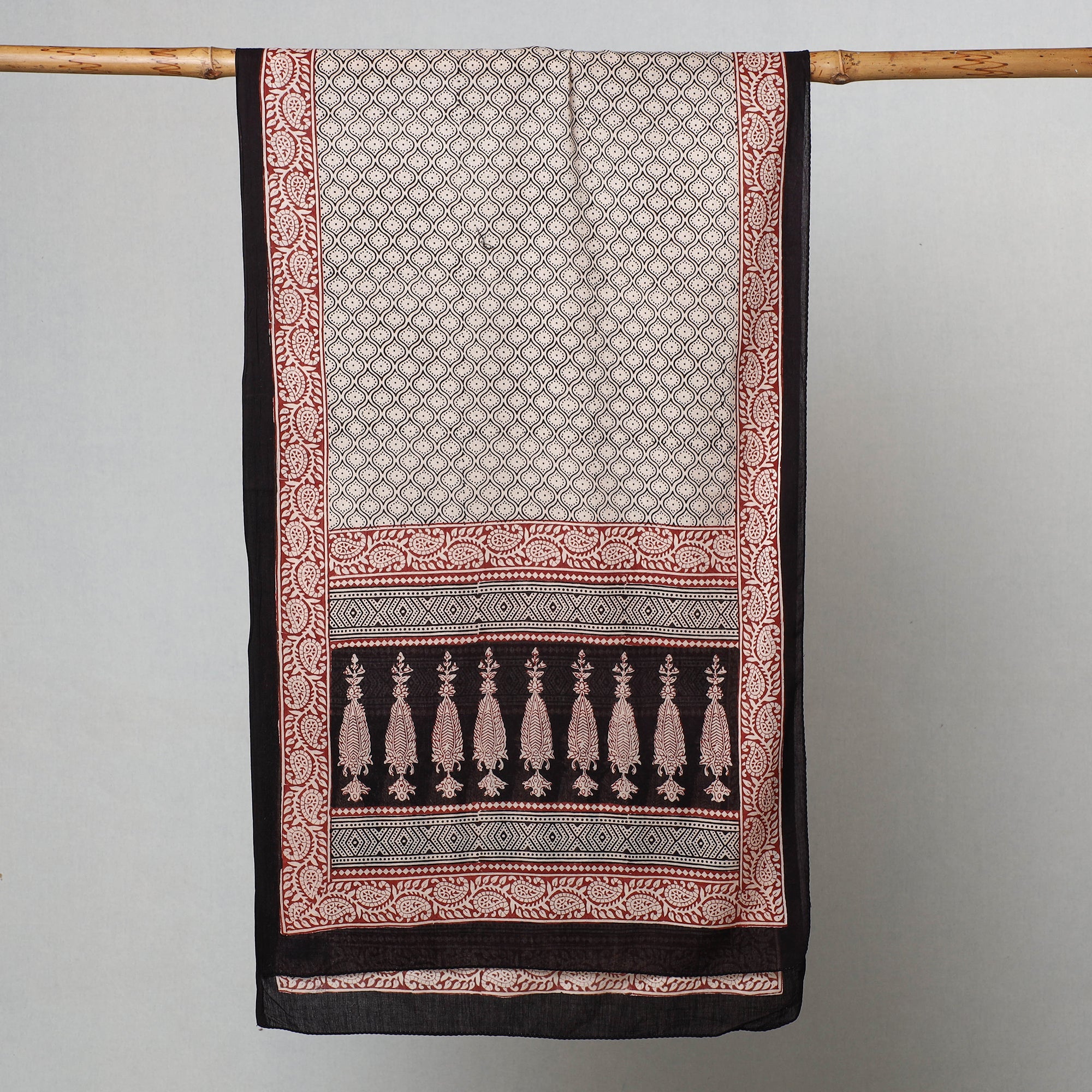 BAGH PRINTS BY MOHAMMED BILAL KHATRI Black - Bagh Hand Block Printed Cotton Stole - view 2