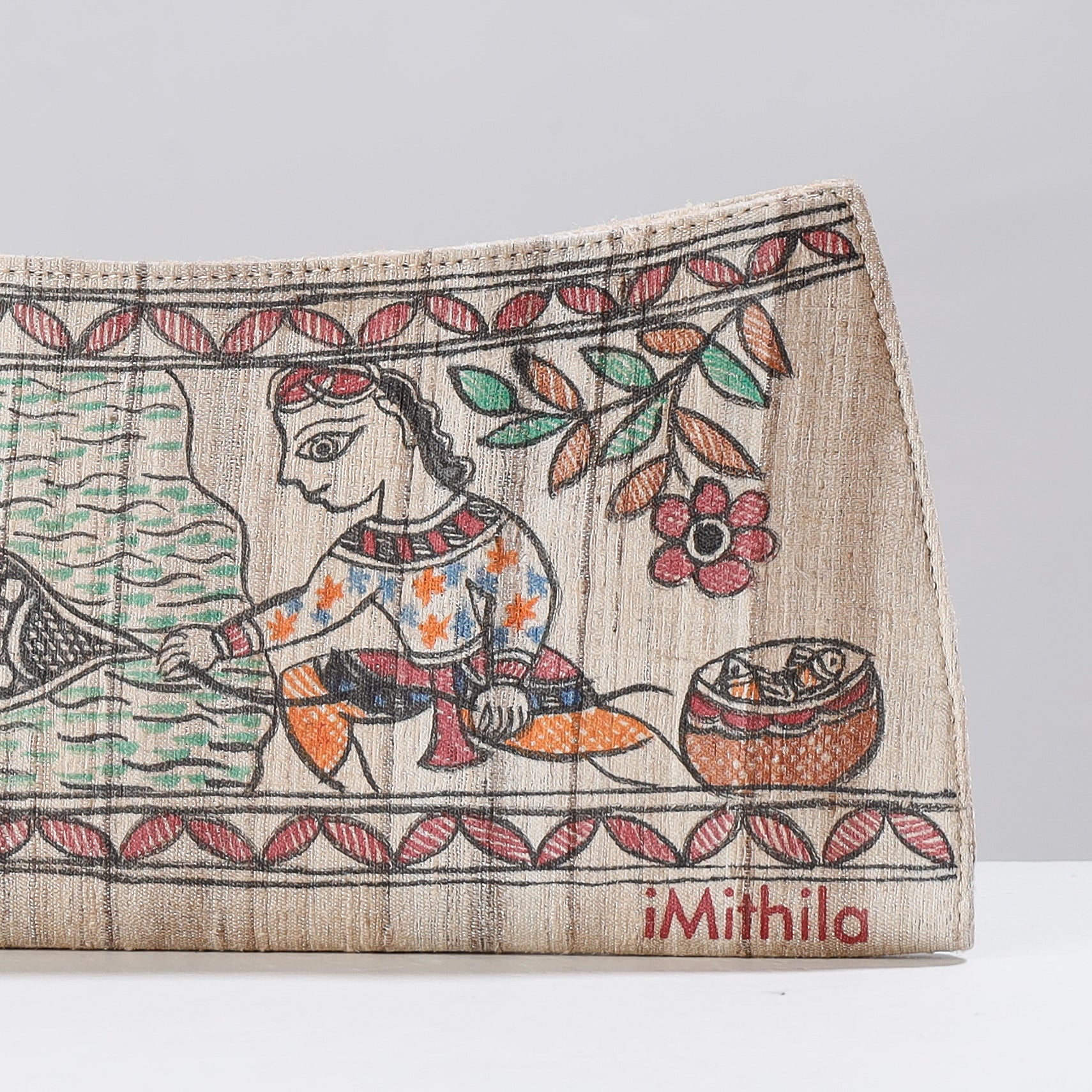 ITOKRI CRAFTS INITIATIVE Beige - Madhubani Handpainted Tussar Silk Clutch - view 2