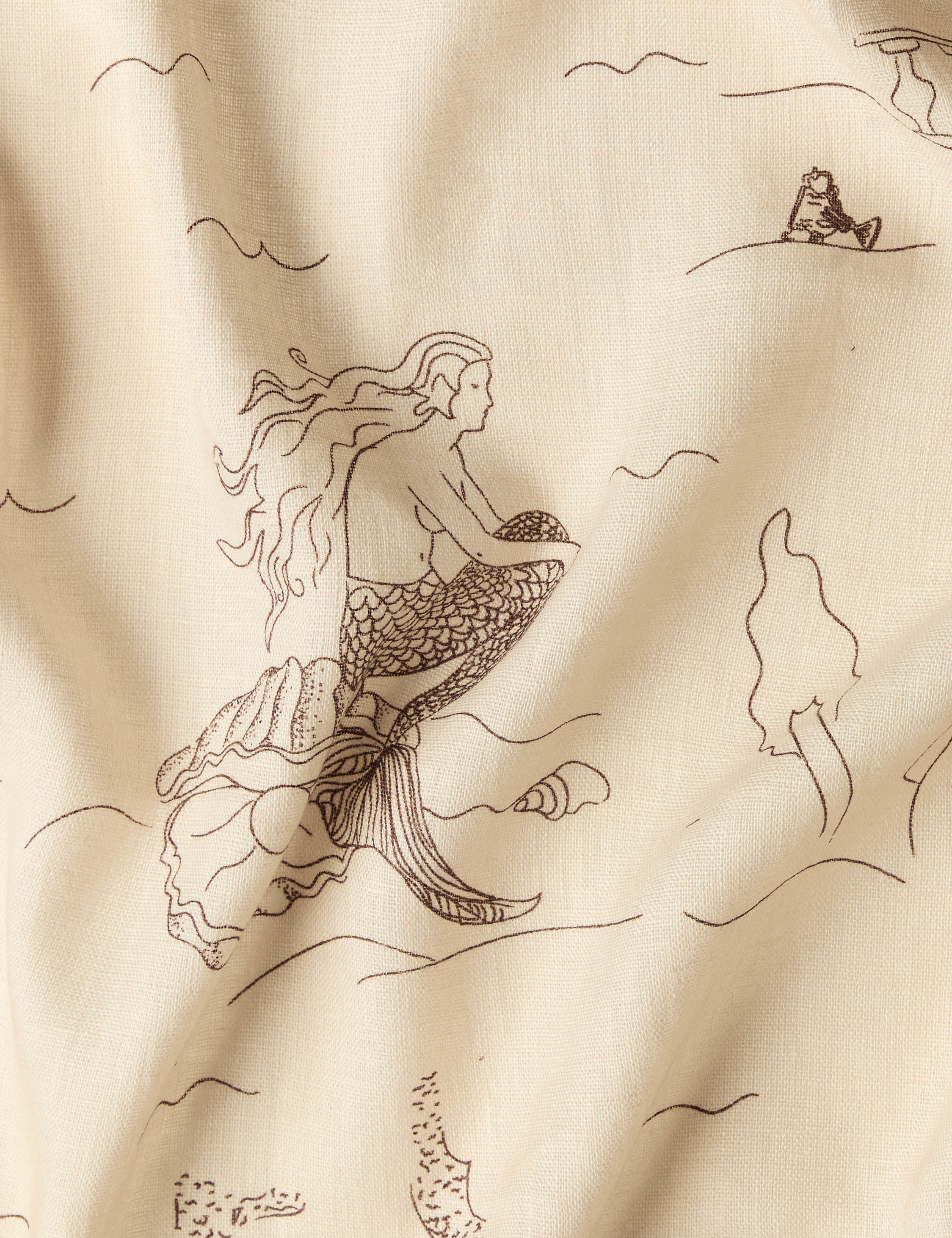 Lulu and Georgia Mermaid Toile Linen Fabric by Sarah Sherman Samuel - view 2