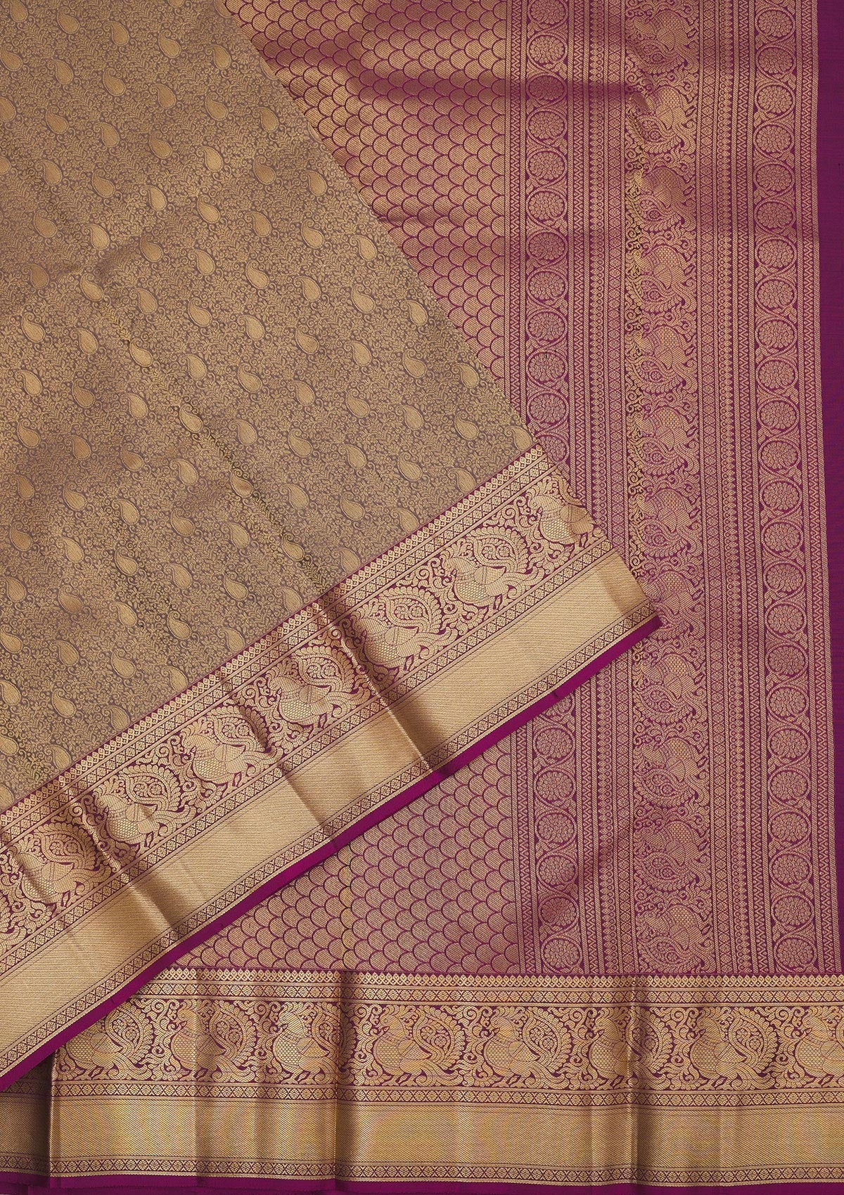 Koskii Brown Zariwork Pure Silk Saree – Women's - view 3