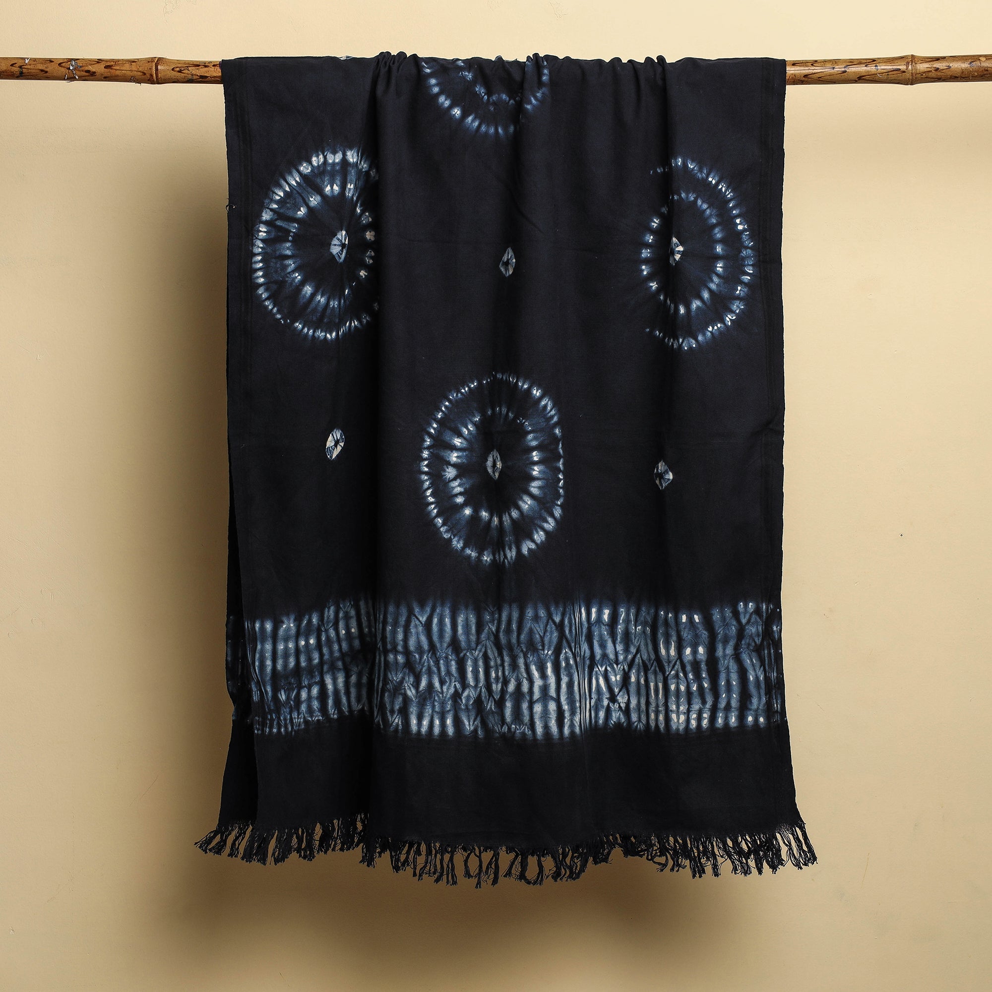 ARTISAN HAND BLOCK PRINTS Black - Shibori Tie & Dye Pure Handloom Cotton Bath Towel - view 3