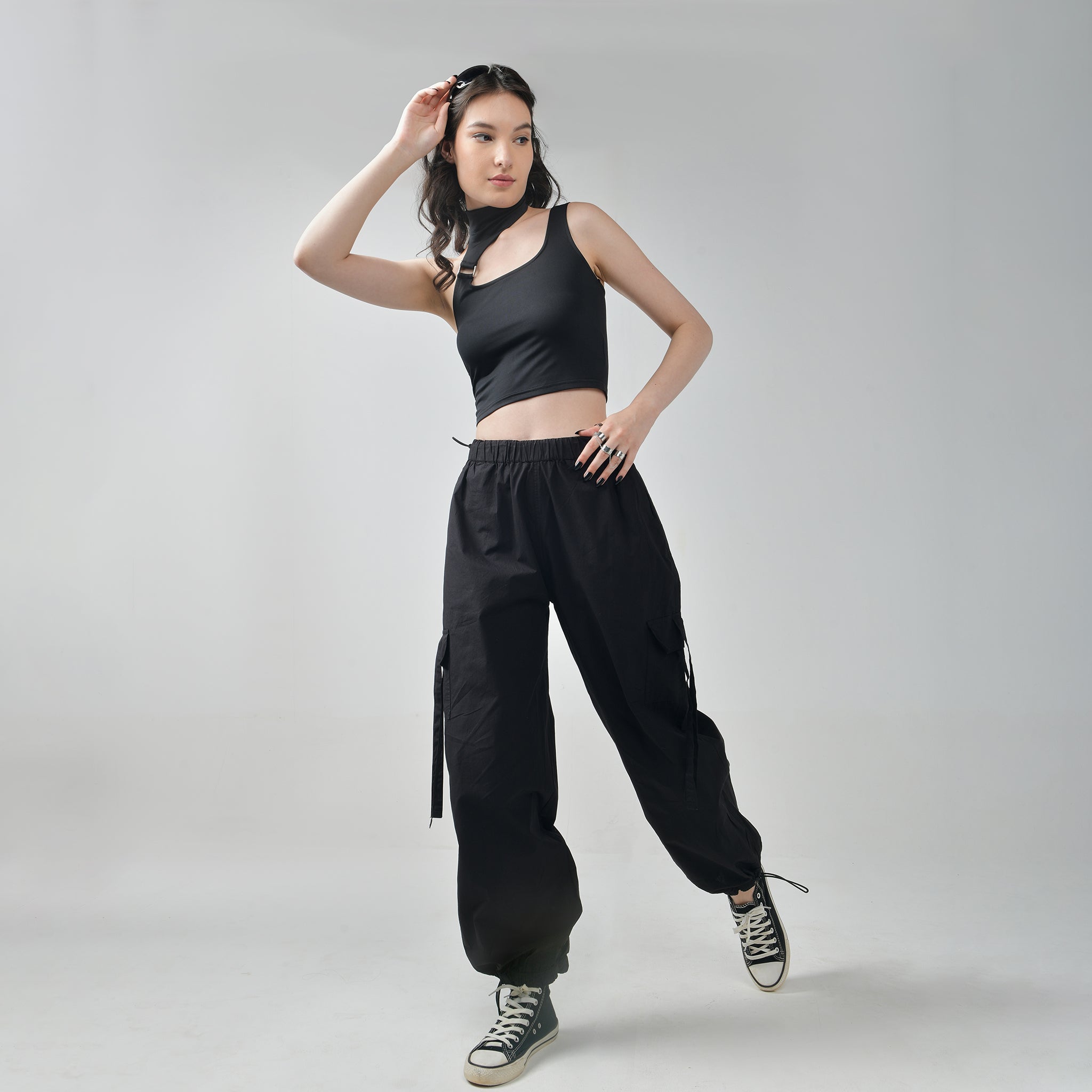 Buckle top cargo – I Z F Black Buckle Top & Cargo Para Pants Black