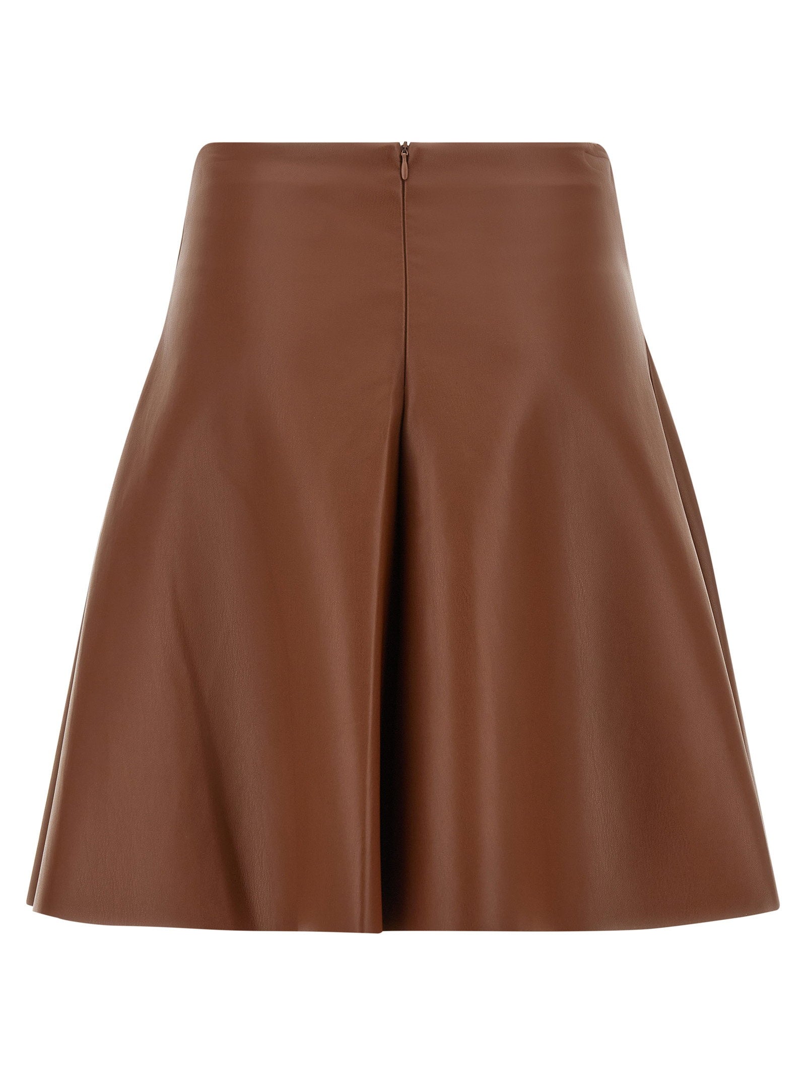 Nude Eco-leather Full Skirt - view 2