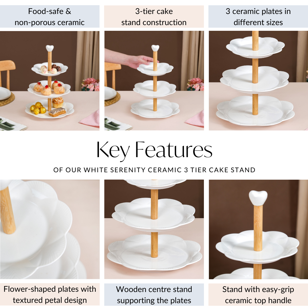 Nestasia Blanca White Ceramic 3 Tier Cake Stand - view 5