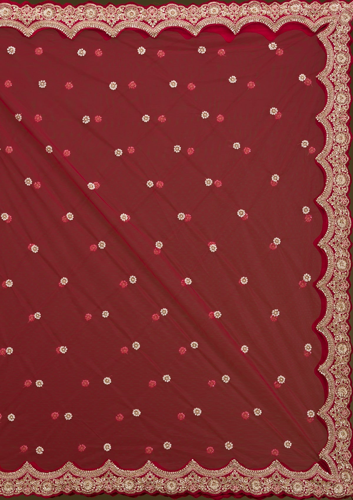 Koskii Rani Pink Zardosi Raw Silk Readymade Lehenga - view 8