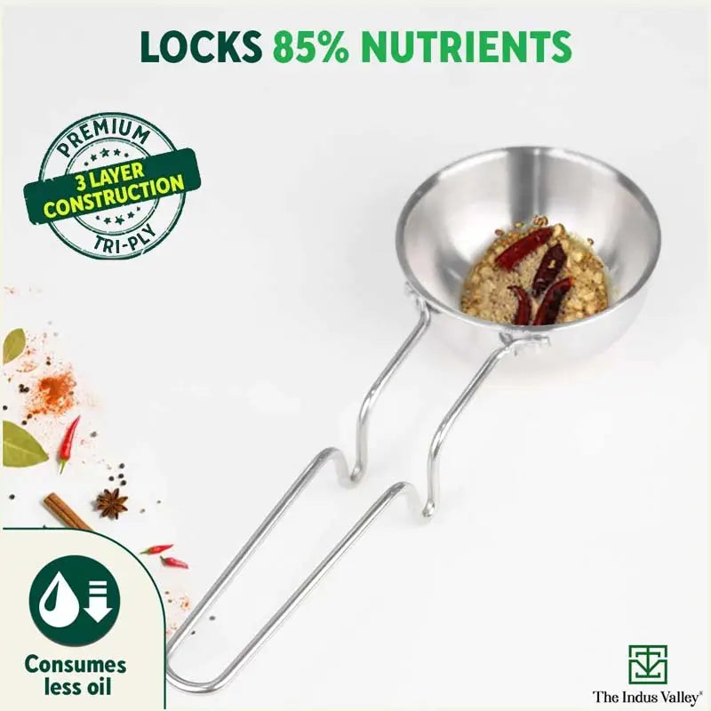 The Indus Valley TurboCuk Triply Stainless Steel Tadka Pan for Spice Seasoning/Heating, Premium Quality, 3 Layer Thick Body, 100% Toxin-free, Non-stic - view 6