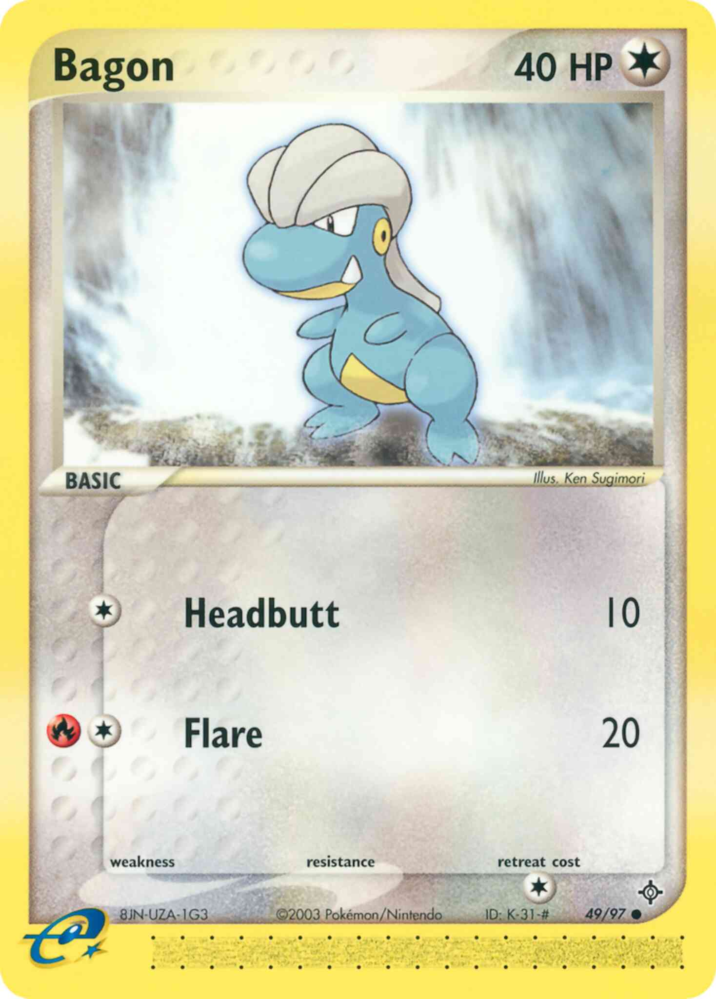 Common ex3-49 reverse – Pokémon Bagon - 49/97 - Common [ex3-49] [Reverse Holo]