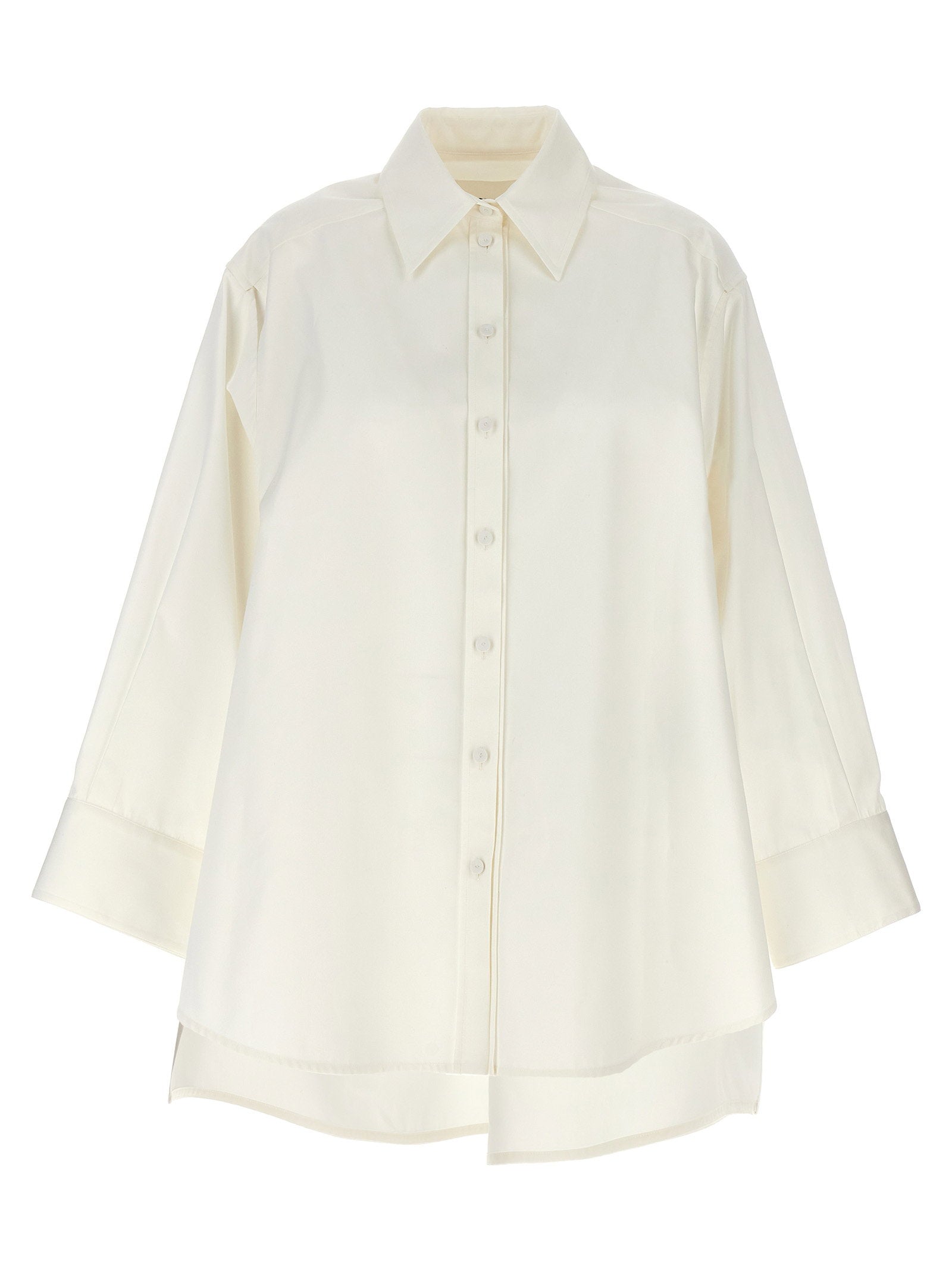 Jil Sander Cut-out Armhole Shirt – 86% cotton, 14% silk