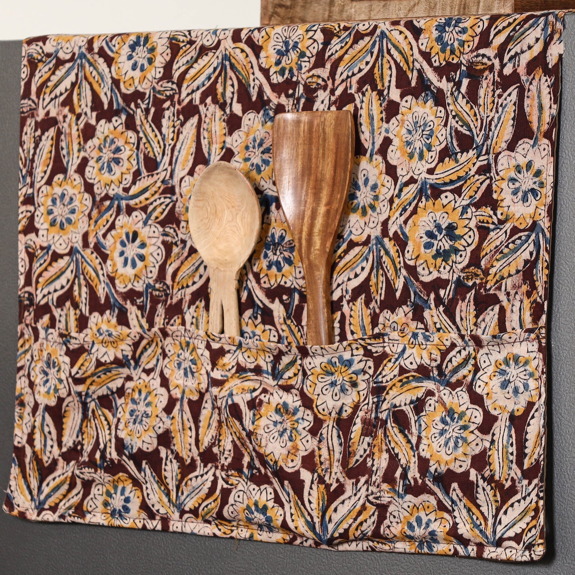 JALPARI Brown - Handmade Cotton Fridge Top Cover with Multiple Pockets 31 - view 2