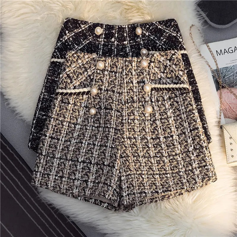 Alamode By Akanksha Kaya Premium Tweed Shorts with Buttons