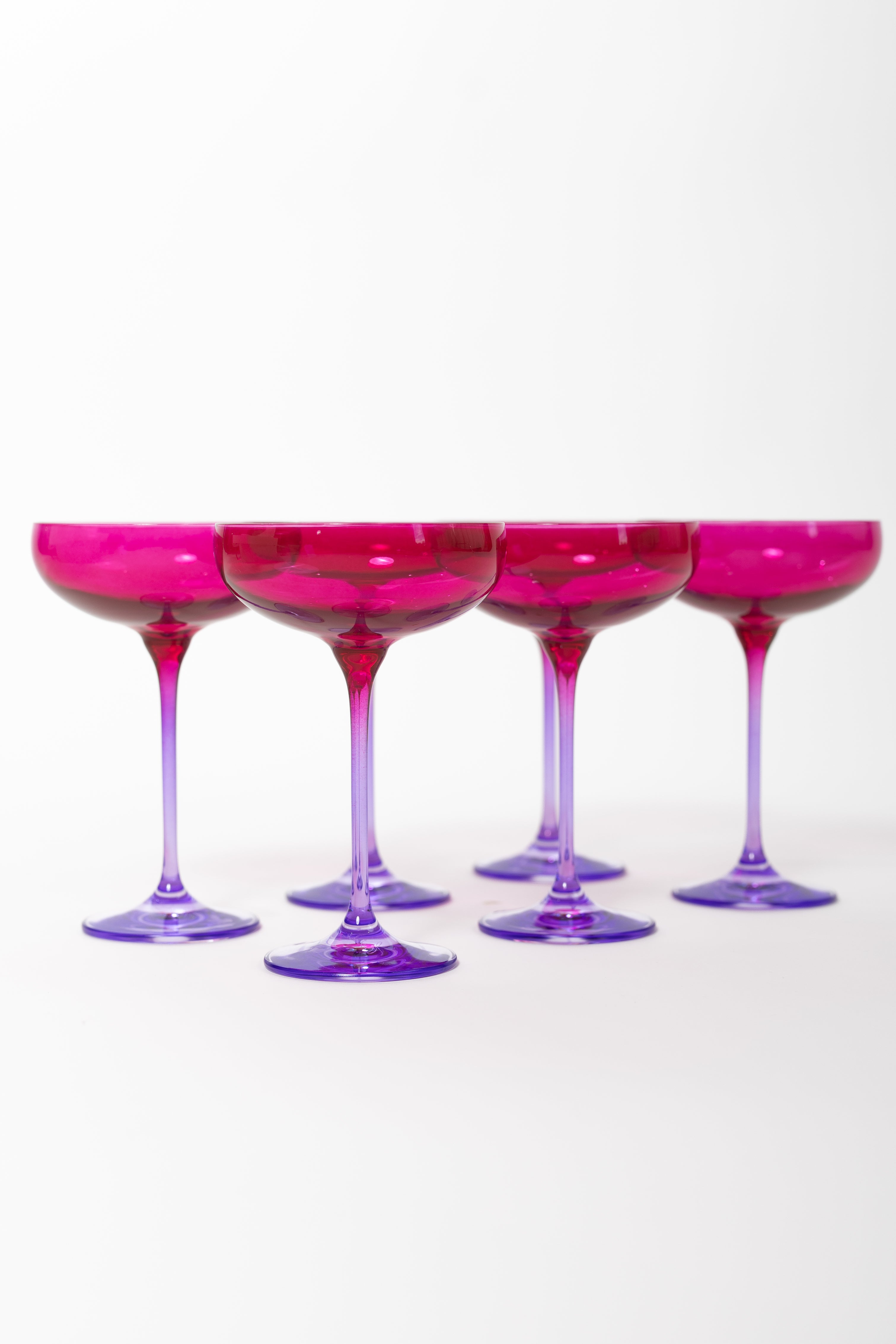 Estelle Colored Glass Estelle Colored Champagne Coupe - Set of 6 {Colorblock: Fuchsia + Lavender} - view 2