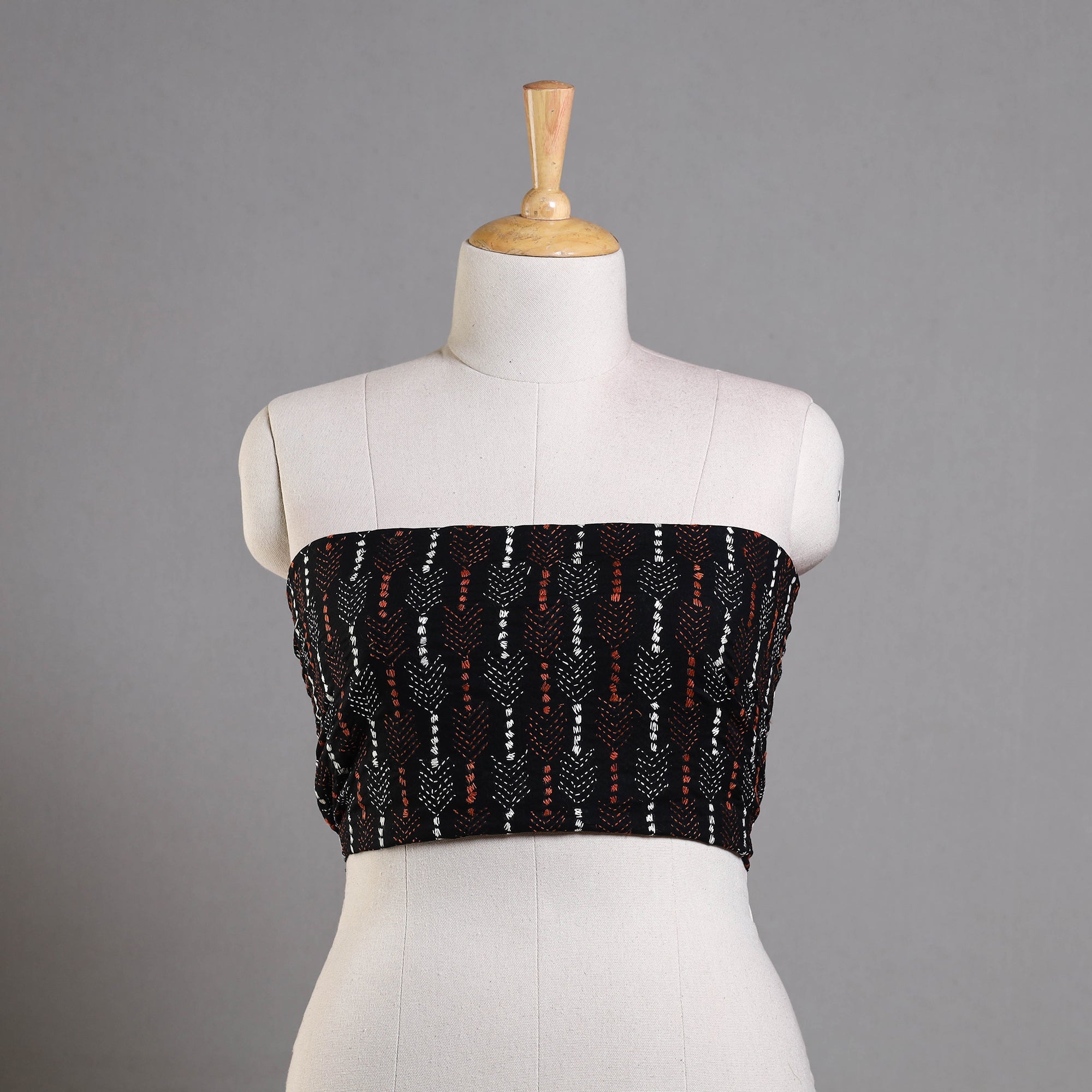 KHUSHBASH - HAPPY LOOM OF EAST Black - Bengal Kantha Embroidery Cotton Blouse Piece 75