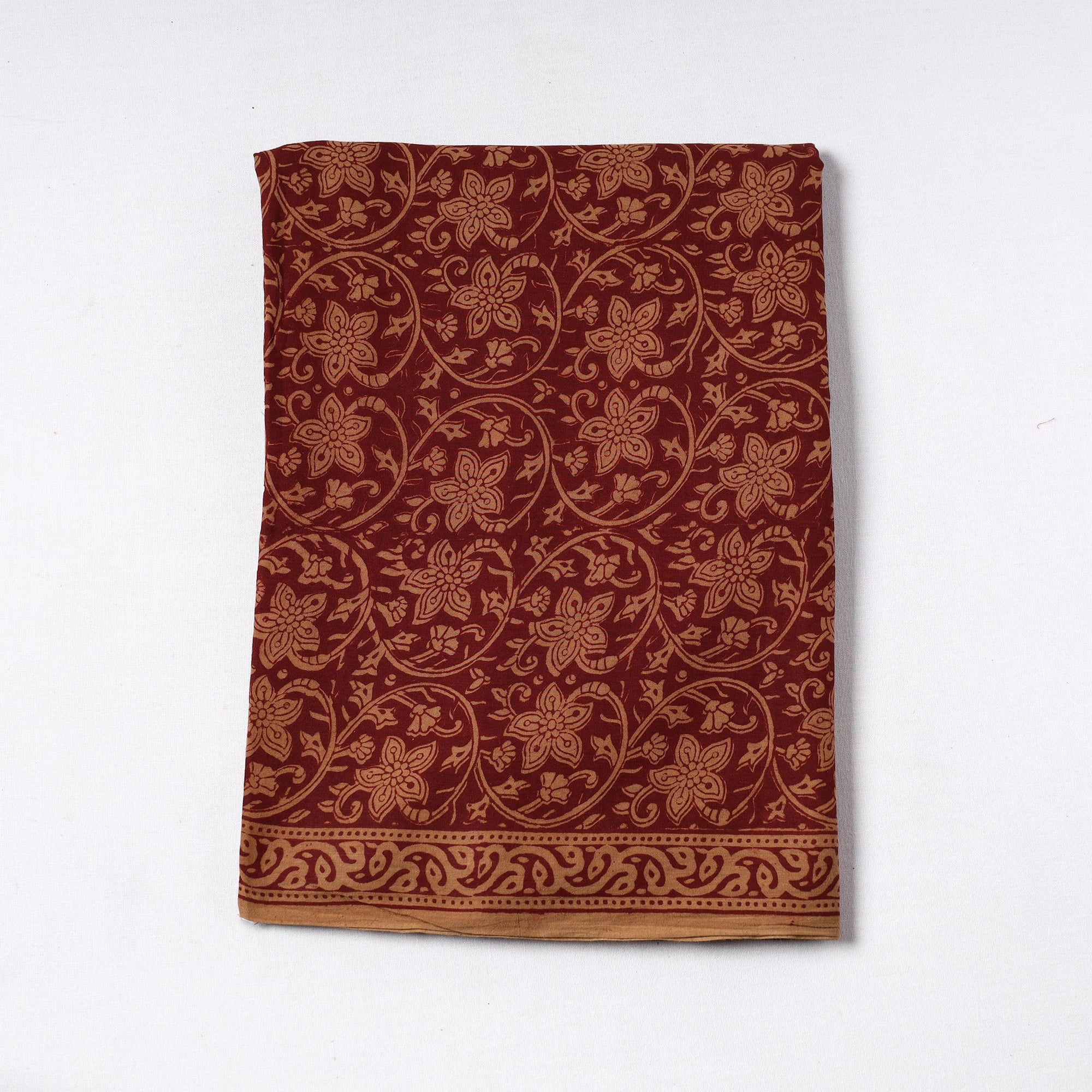 BAGH PRINTS BY MOHAMMED BILAL KHATRI Brown - Bagh Block Printed Cotton Precut Fabric (2 meter) 72